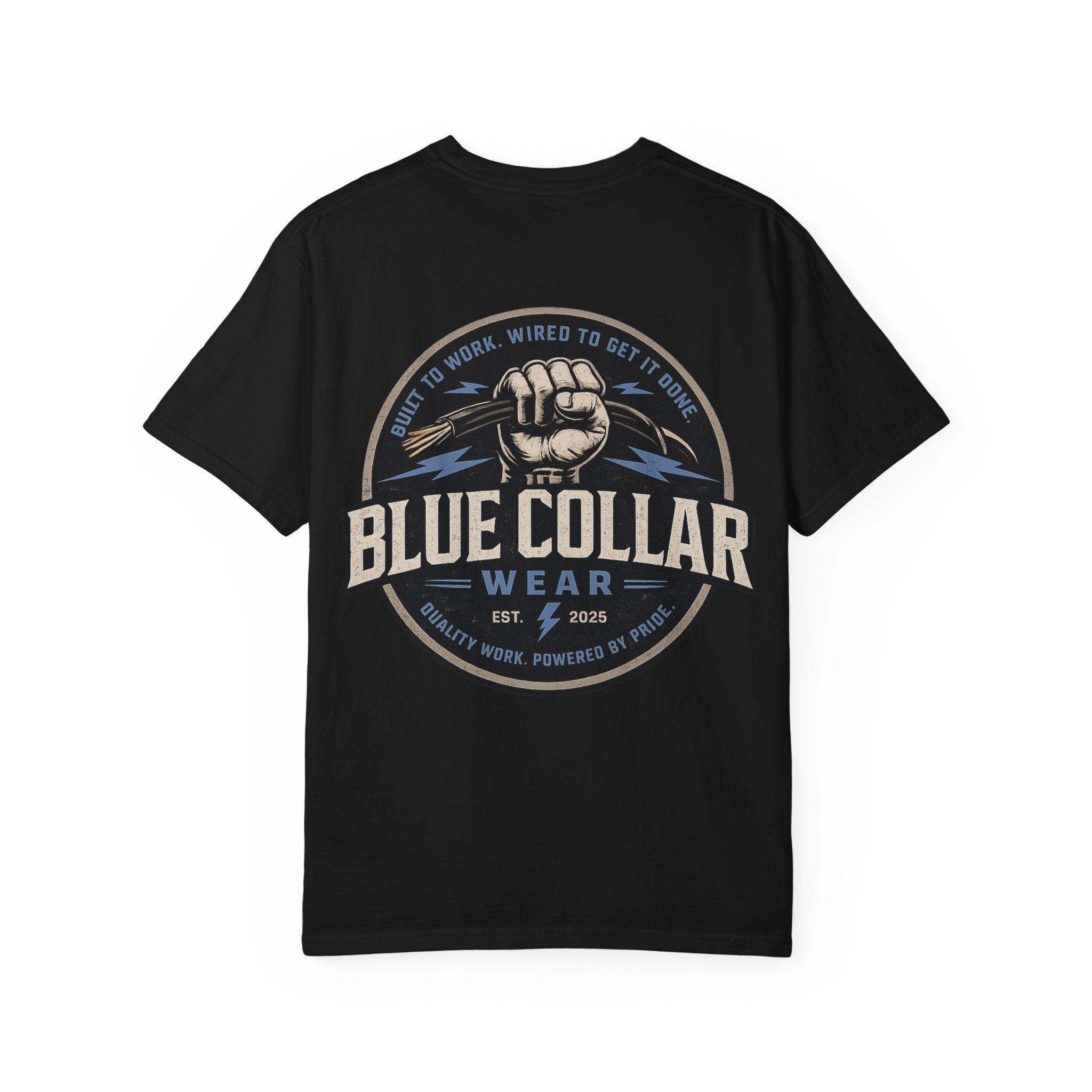 Blue Collar T-Shirt — Retro Workwear Fist Logo