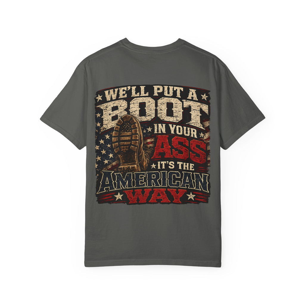 American Boot In Your Ass T-Shirt — 'Blue Collar' Patriotic Workwear Tee