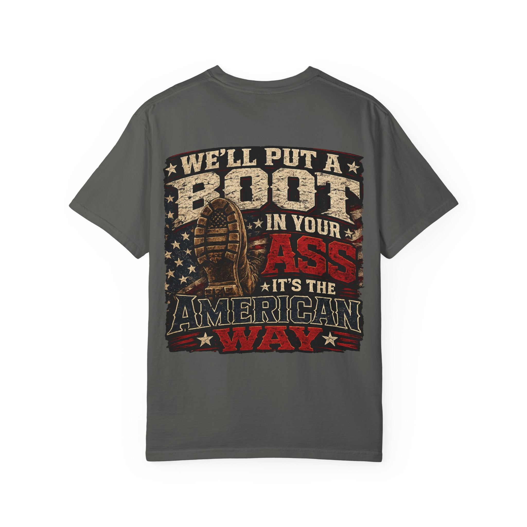 American Boot In Your Ass T-Shirt — 'Blue Collar' Patriotic Workwear Tee