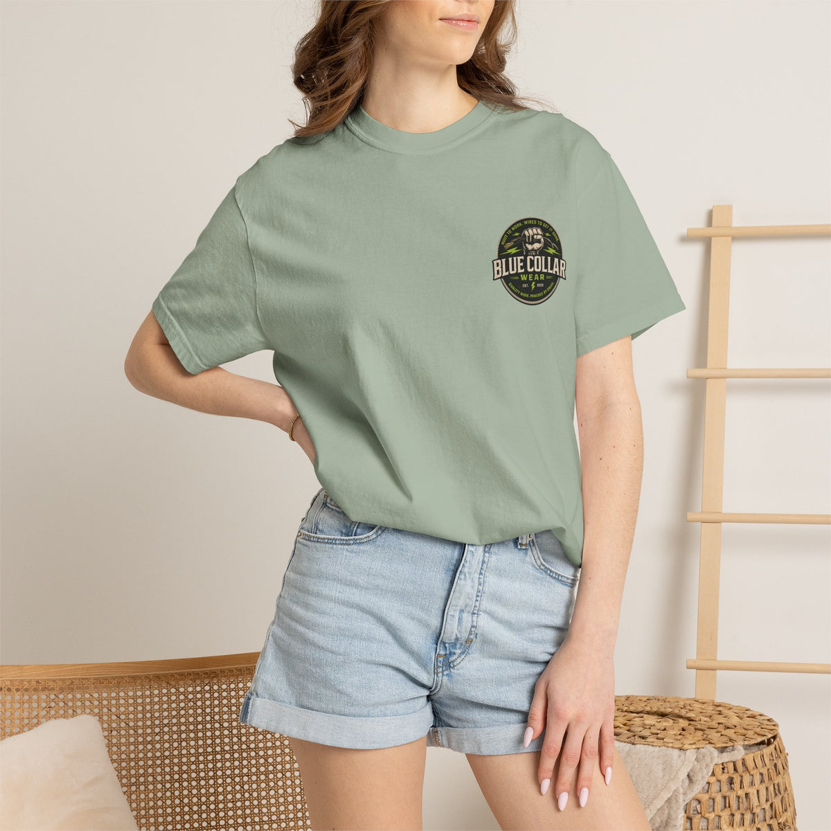Blue Collar Wear T‑Shirt — Workwear Graphic Tee (“Blue Collar” Fist Logo)