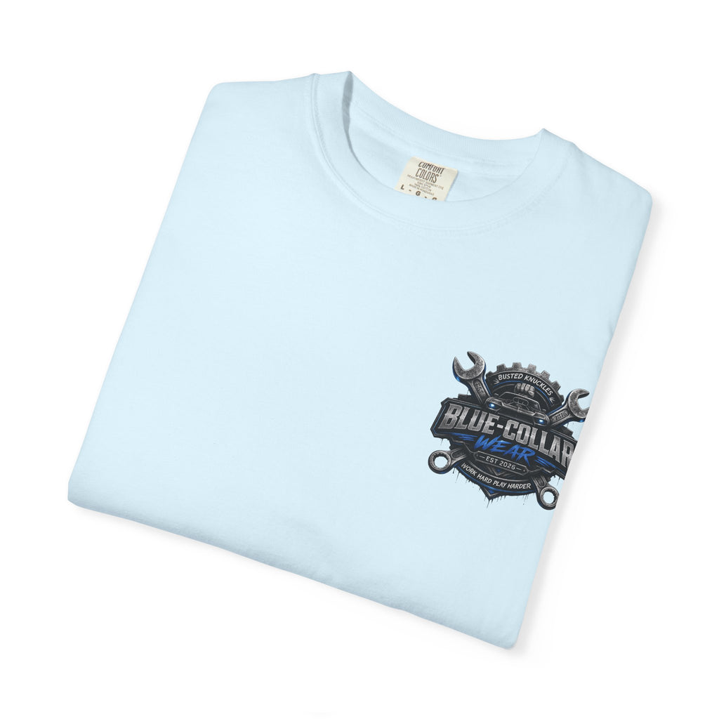 Blue-Collar Wear T-Shirt Mechanic — Busted Knuckles Mechanics Graphic Tee