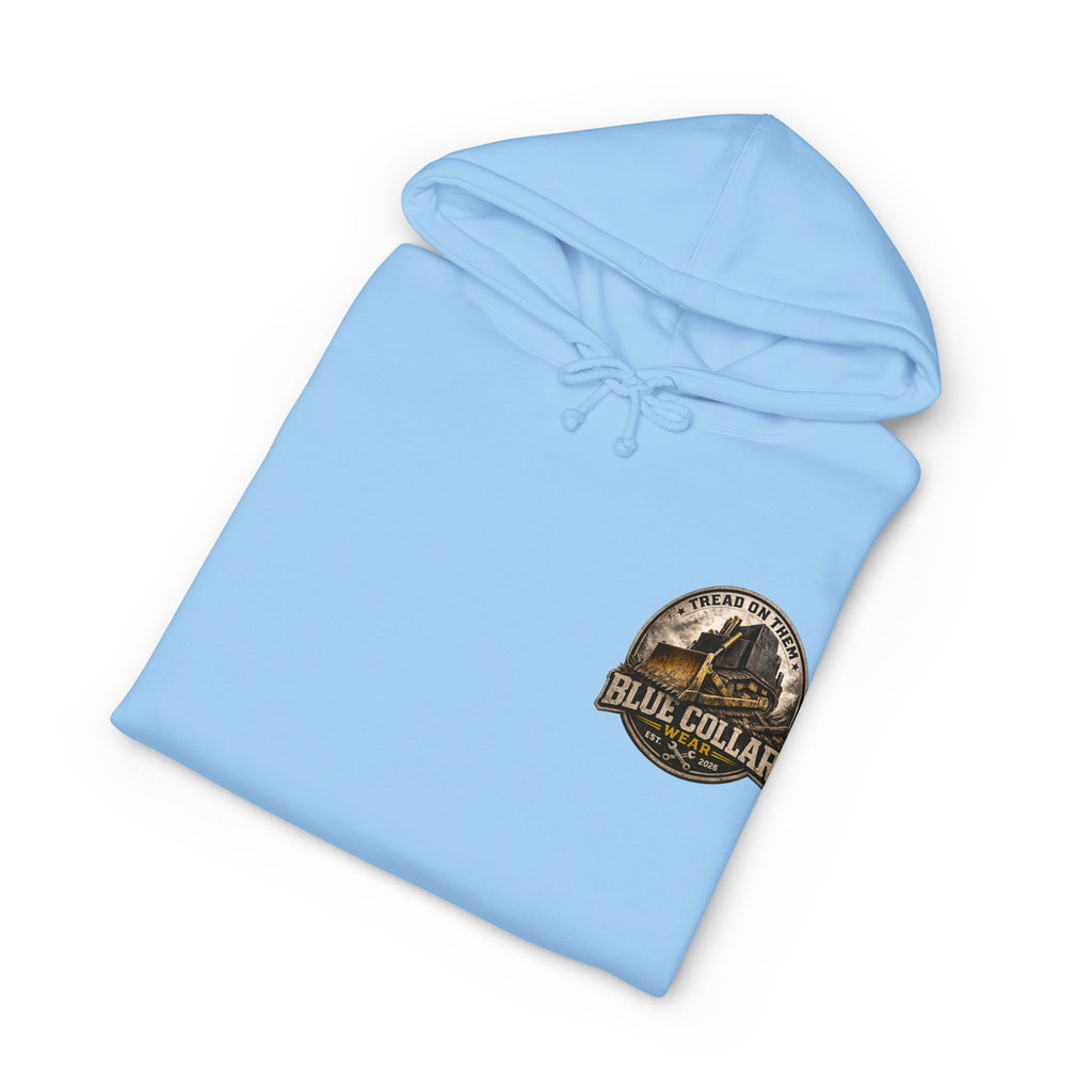 Blue Collar Hoodie — Vintage Workwear 'Tread On Them' Heavyweight Hooded Sweatshirt