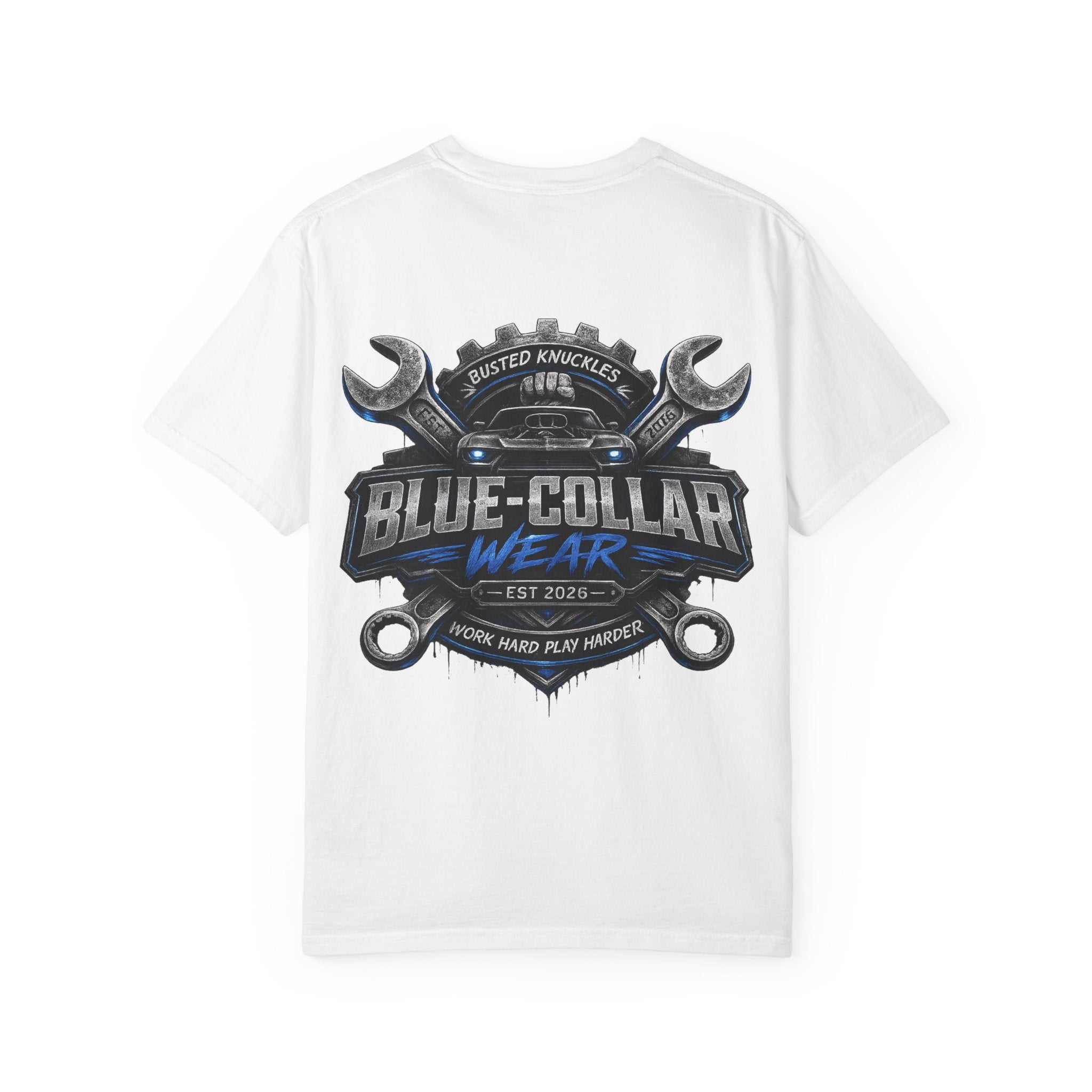 Blue-Collar Wear T-Shirt Mechanic — Busted Knuckles Mechanics Graphic Tee