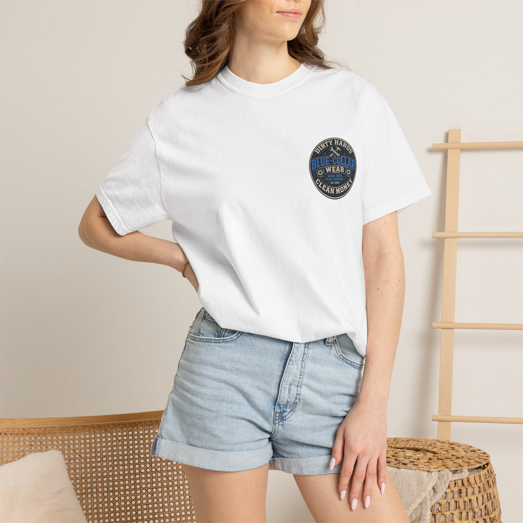 Blue-Collar T-Shirt — "Dirty Hands, Clean Money" Workwear Graphic Tee