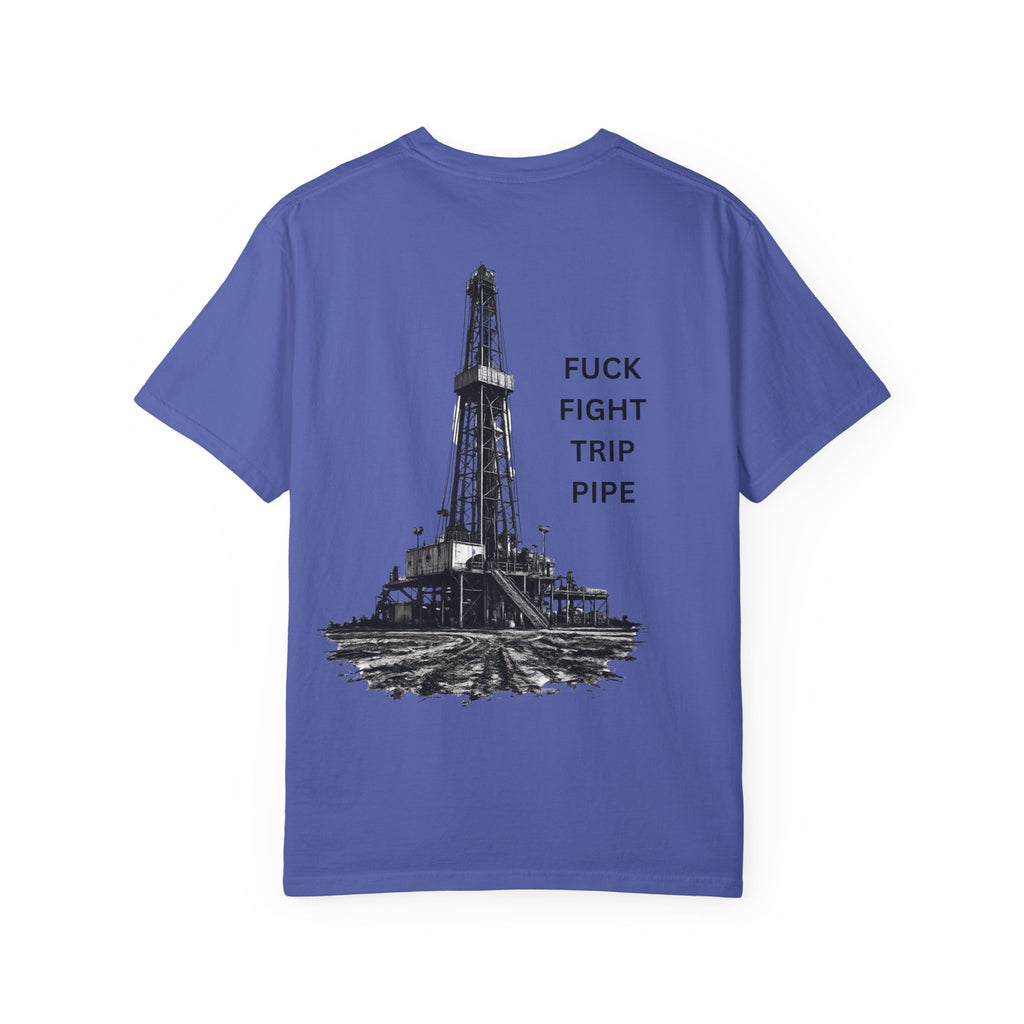 Oil Rig Illustration T-shirt | Fuck Fight Trip Pipe