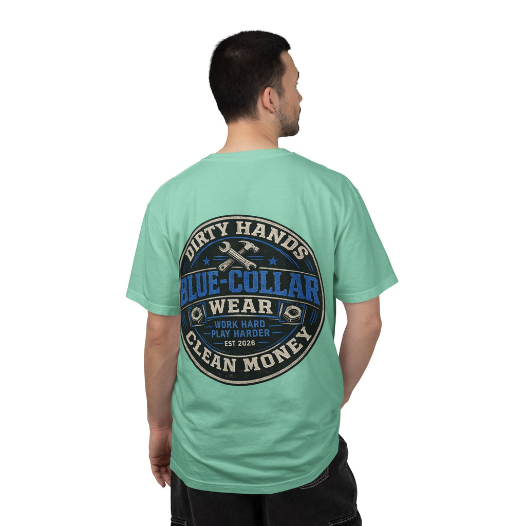 Blue-Collar T-Shirt — "Dirty Hands, Clean Money" Workwear Graphic Tee