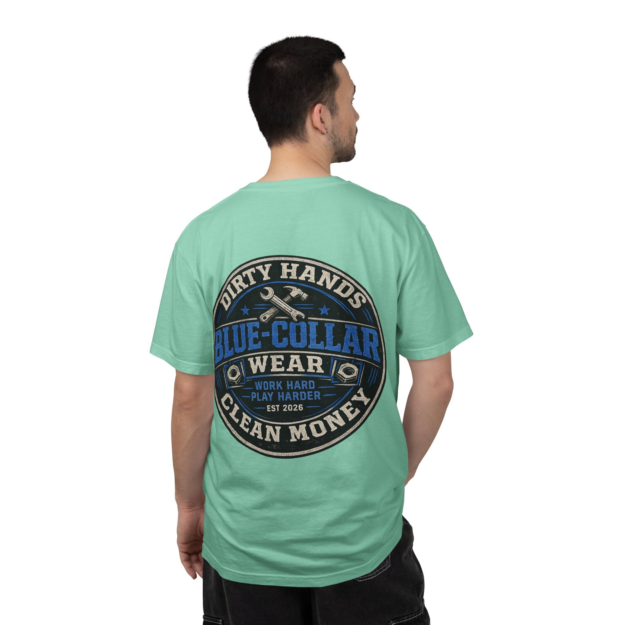 Blue-Collar T-Shirt — "Dirty Hands, Clean Money" Workwear Graphic Tee