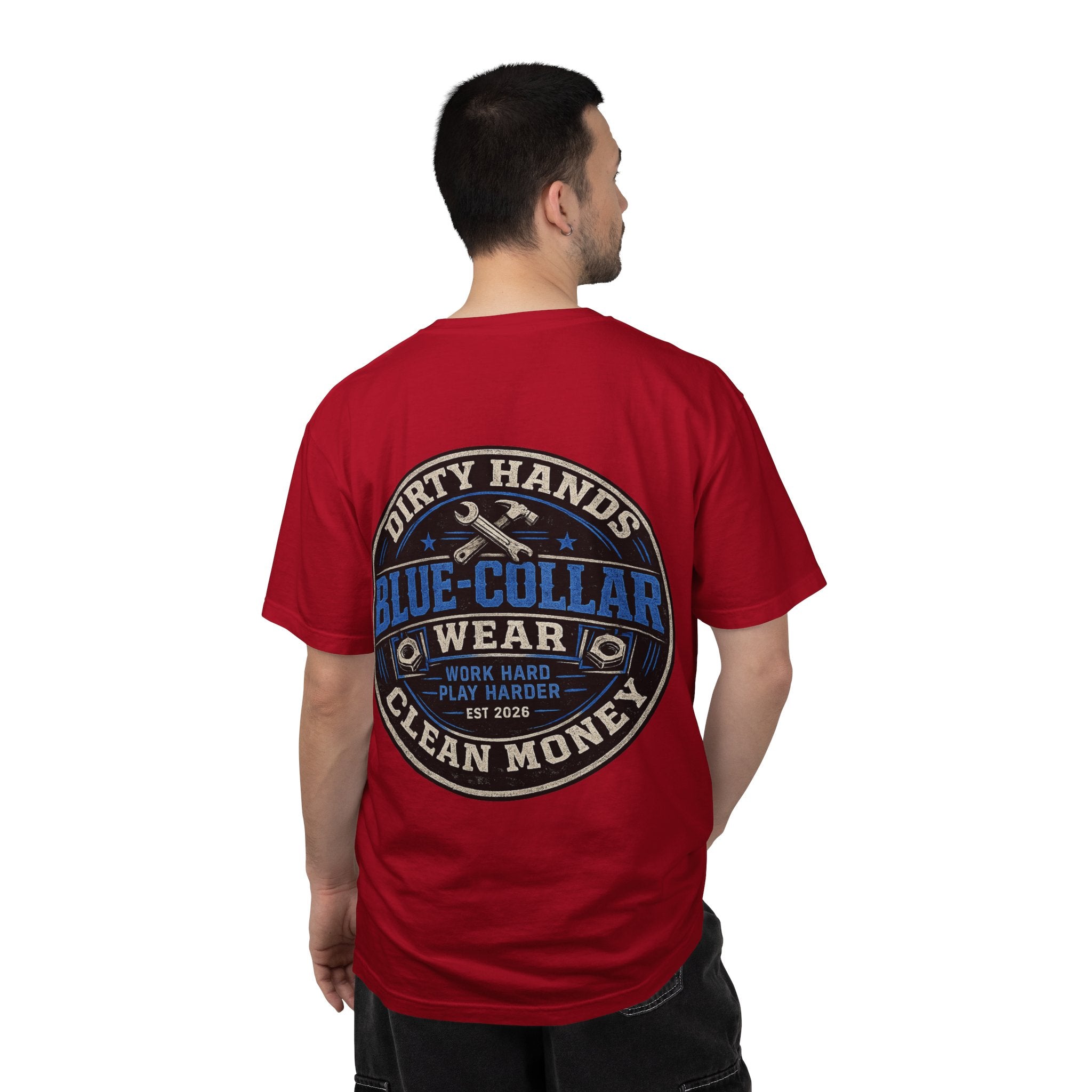 Blue-Collar T-Shirt — "Dirty Hands, Clean Money" Workwear Graphic Tee