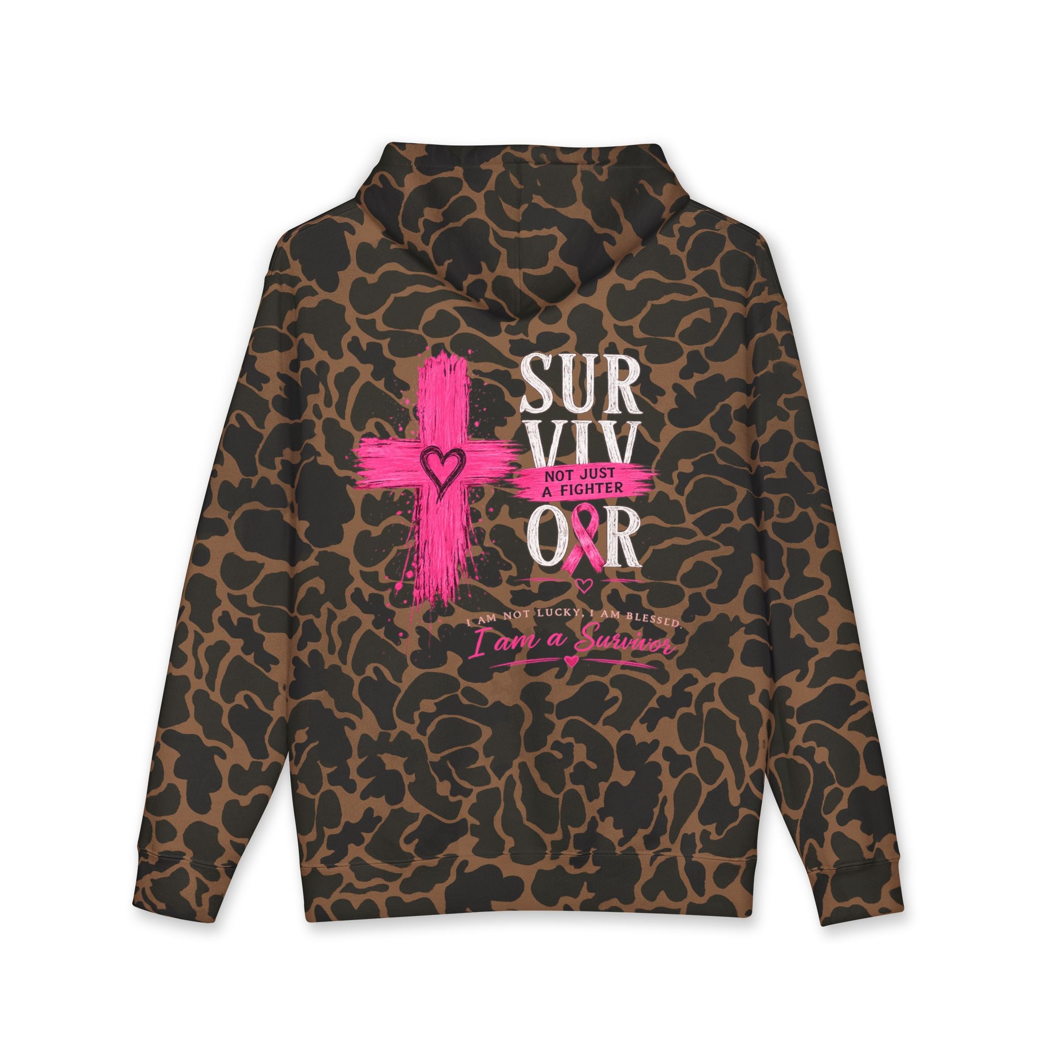 Breast Cancer Survivor Hoodie – 'Survivor, Not Just A Fighter' Pink Ribbon Pullover