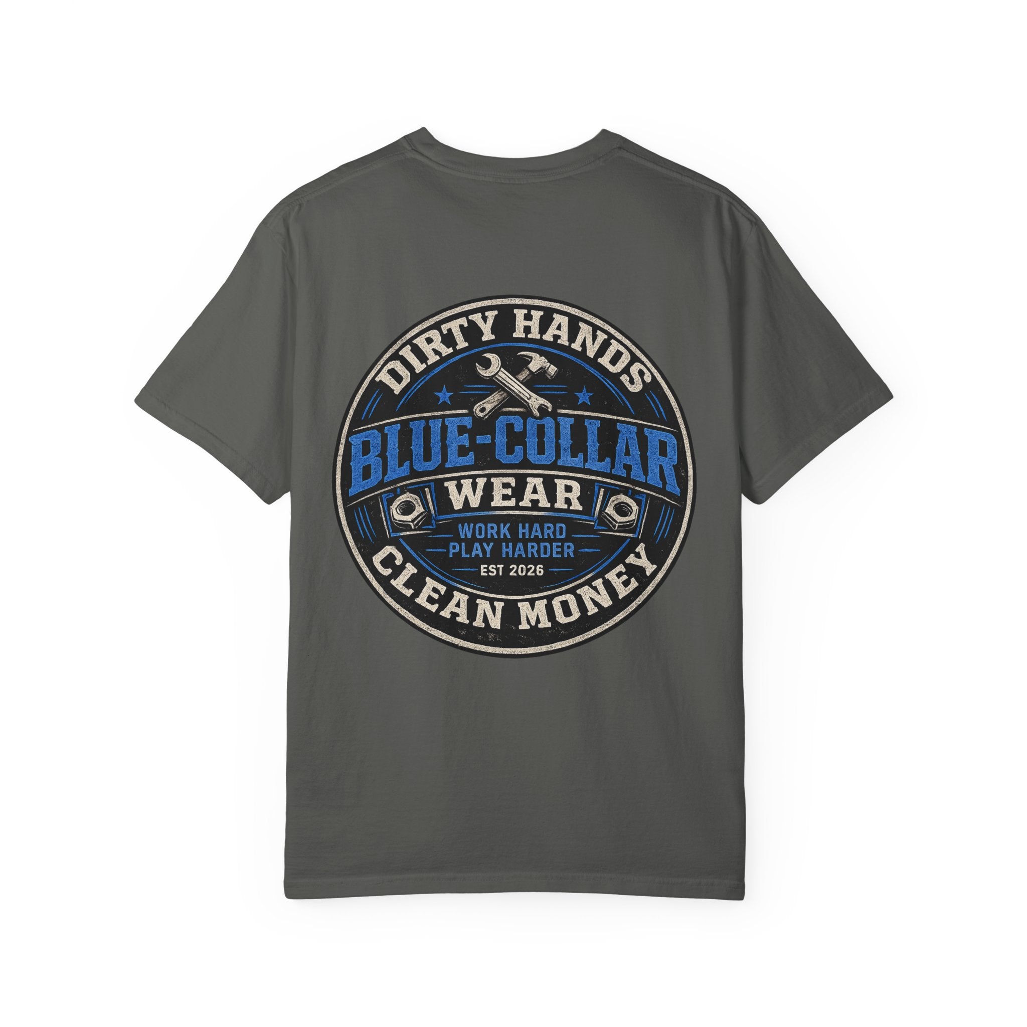 Blue-Collar T-Shirt — "Dirty Hands, Clean Money" Workwear Graphic Tee