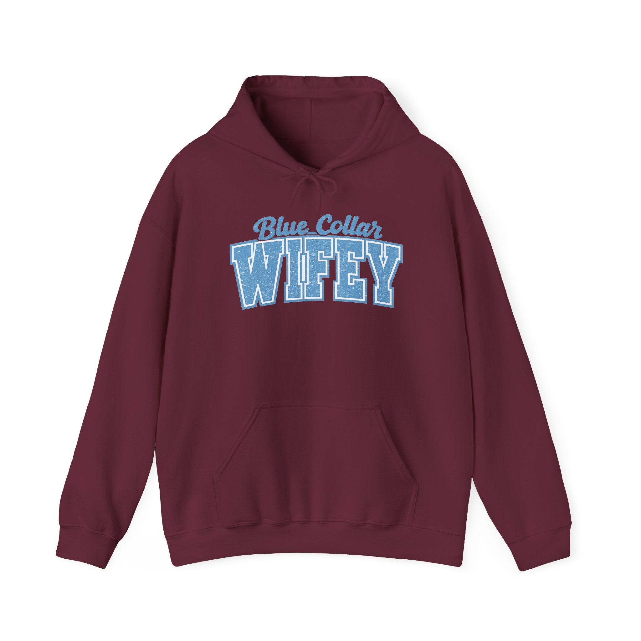 Blue Collar Wifey Hoodie – Retro Varsity Wife Sweatshirt