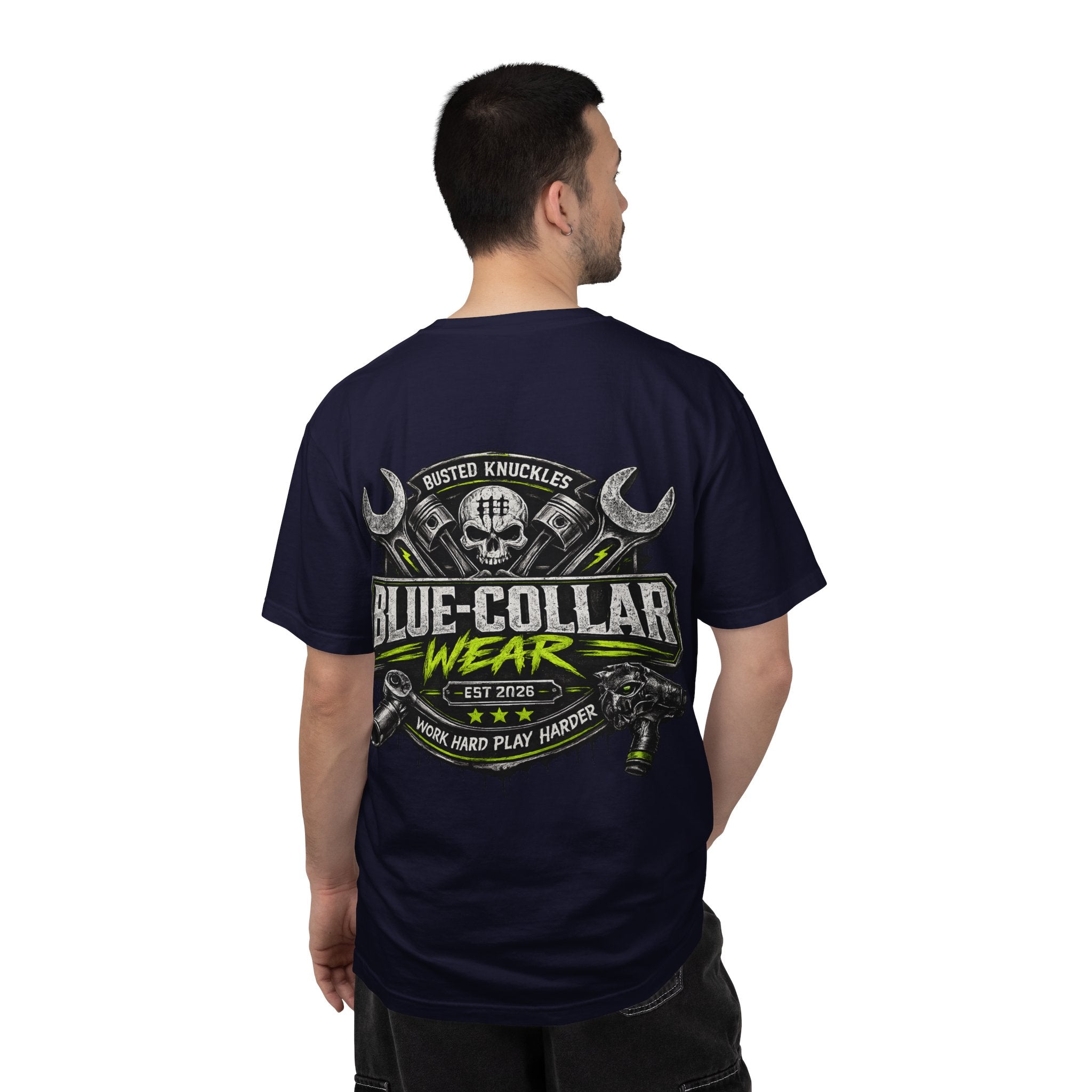 Blue-Collar Wear T-Shirt Mechanic — "Busted Knuckles" Workwear Graphic