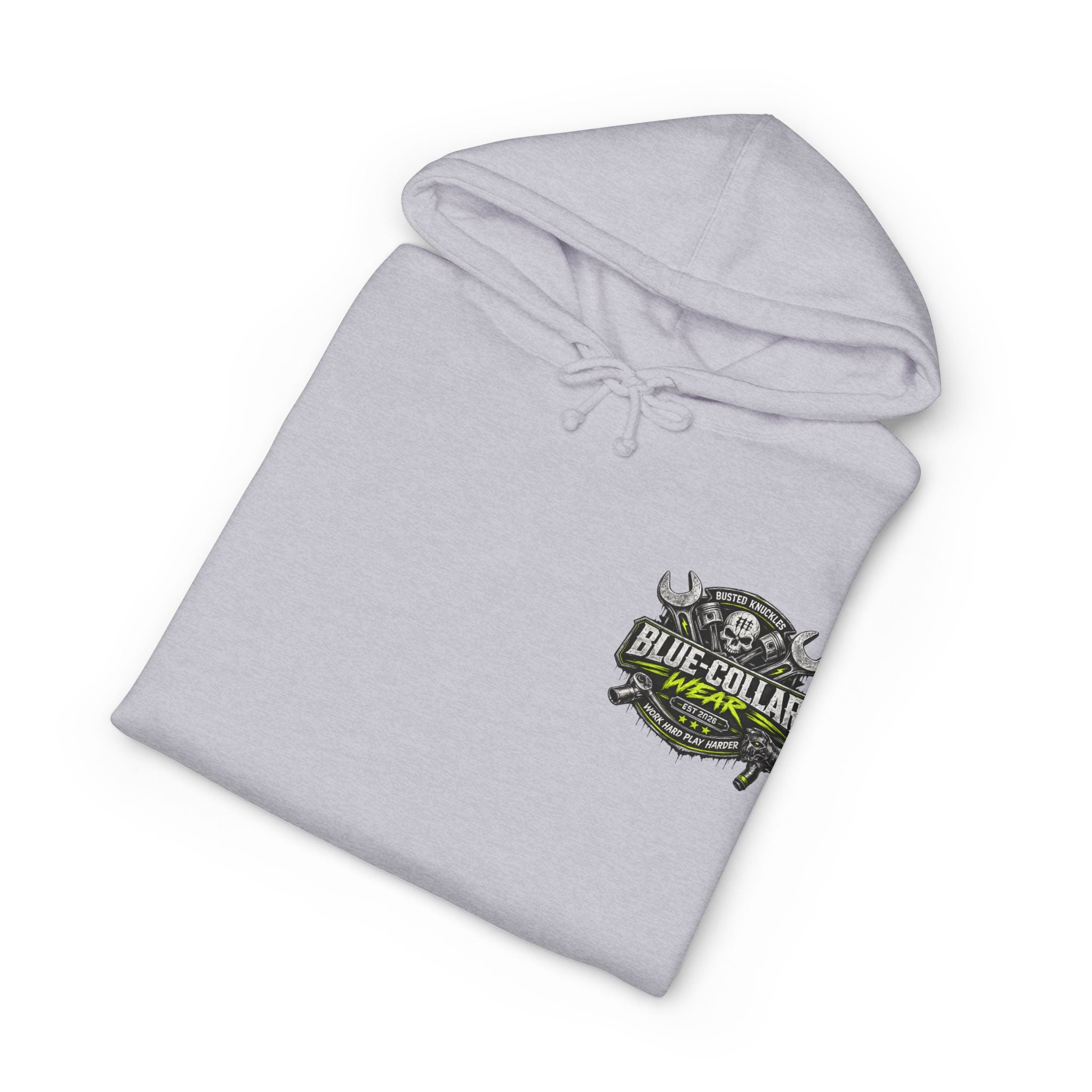 Blue-Collar Wear Hoodie Mechanic — "Blue-Collar Wear" Skull & Wrench Workwear Pullover