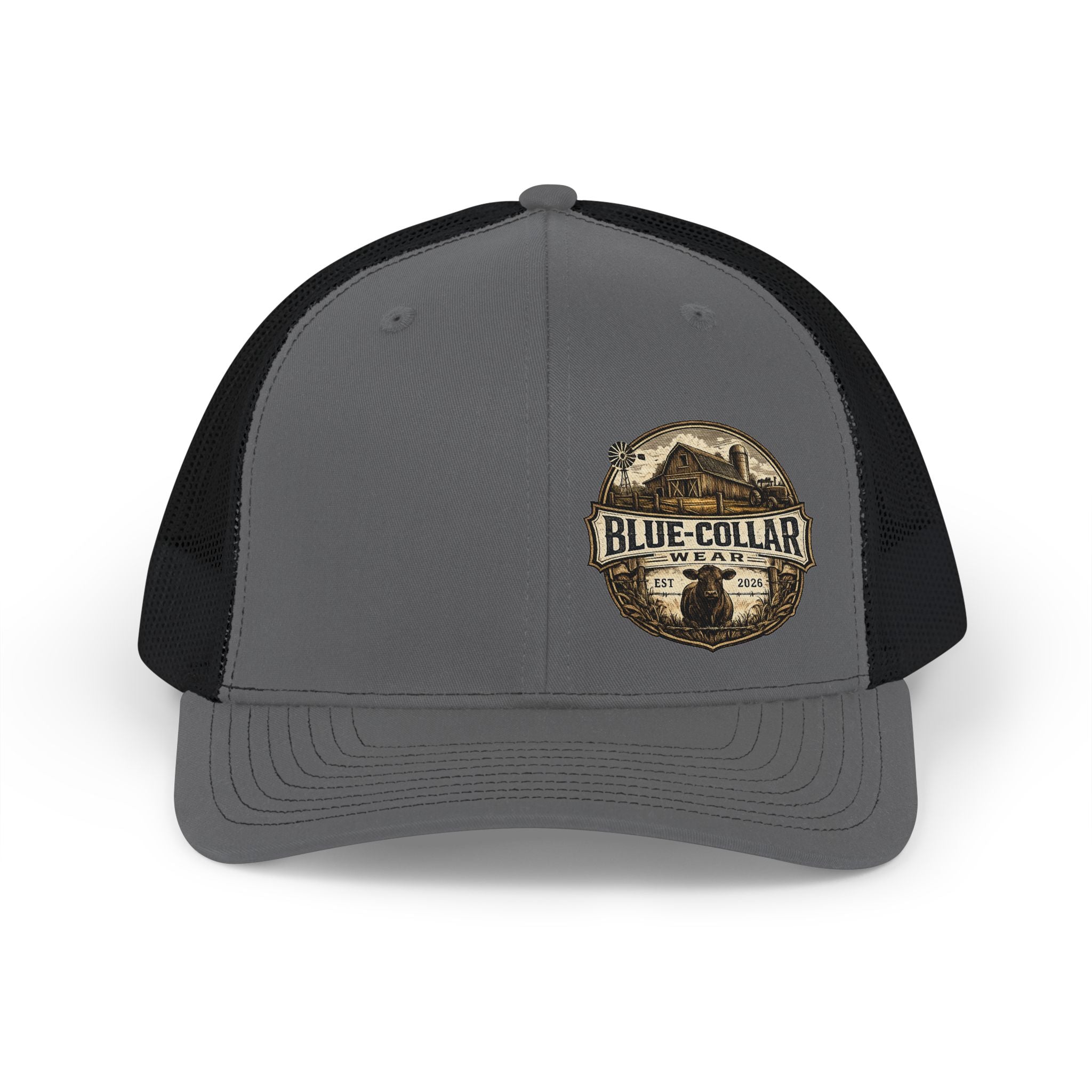 Blue-Collar Farmer Vintage Patch Snapback Trucker Cap