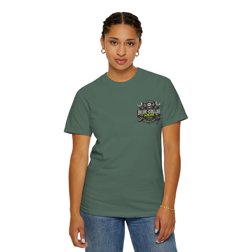 Blue-Collar Wear T-Shirt Mechanic — "Busted Knuckles" Workwear Graphic
