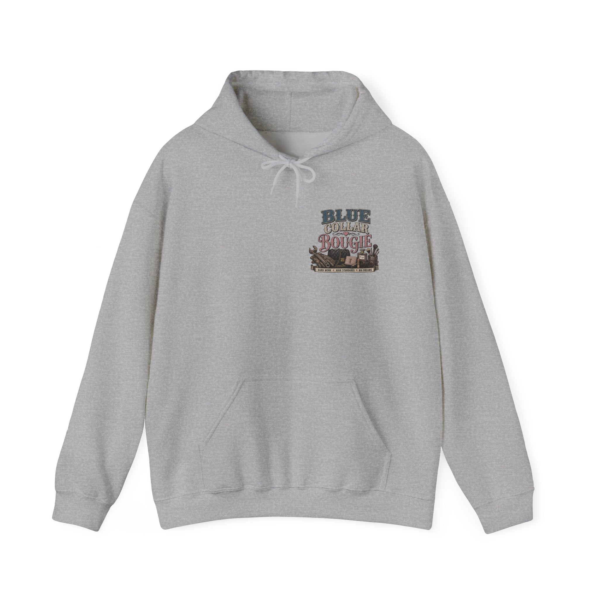 Blue Collar Bougie Hoodie — Rustic Workwear Graphic Pullover