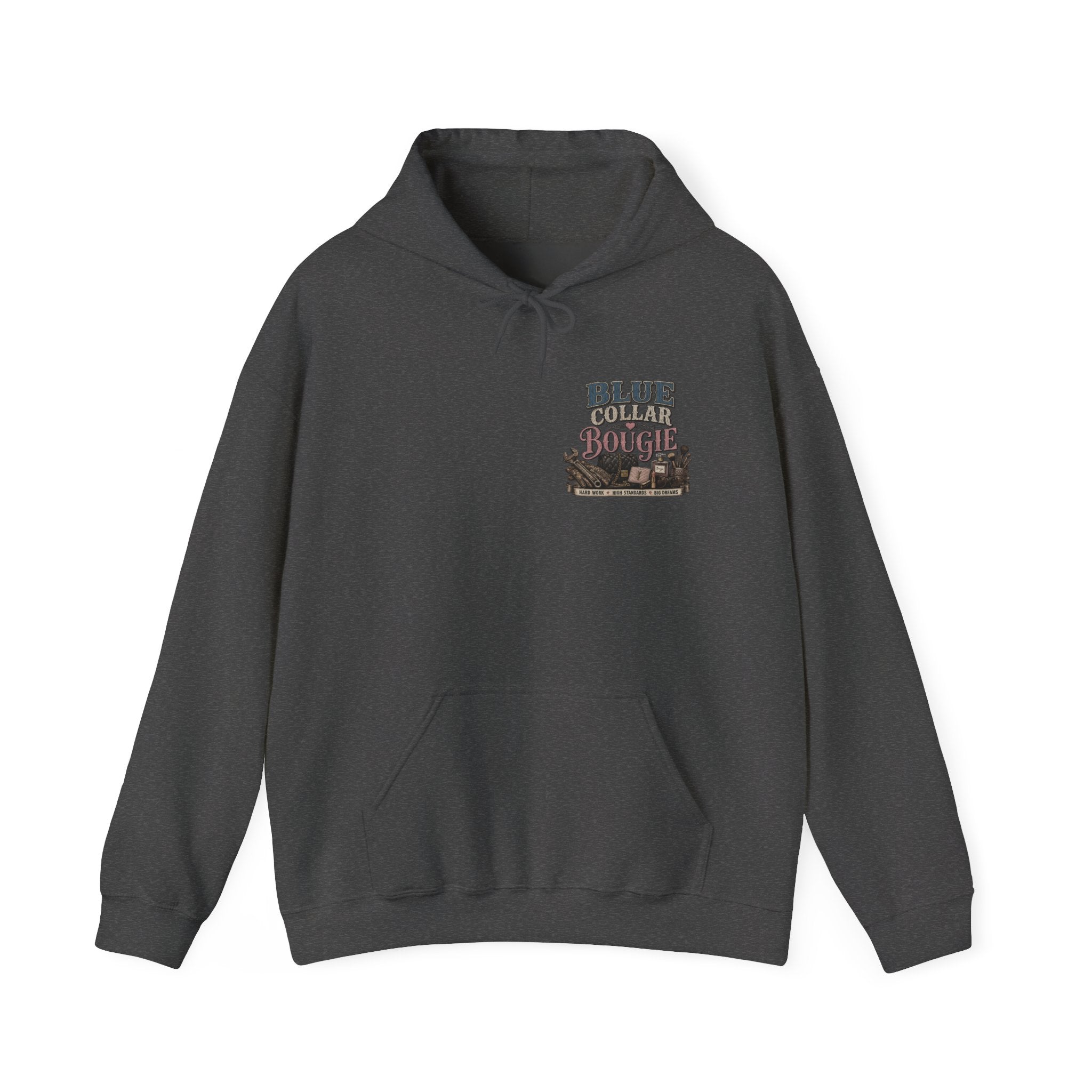 Blue Collar Bougie Hoodie — Rustic Workwear Graphic Pullover