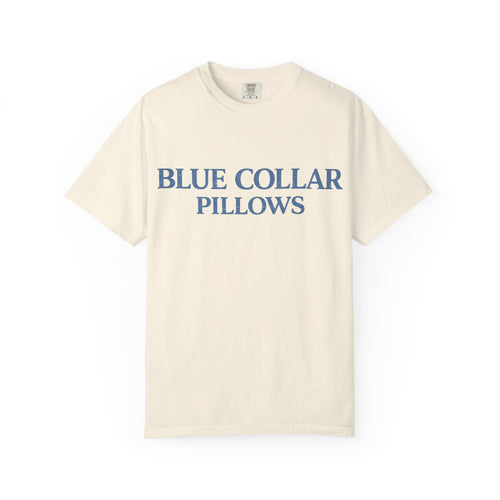 Blue Collar Pillows T-Shirt — Vintage Serif Logo Tee