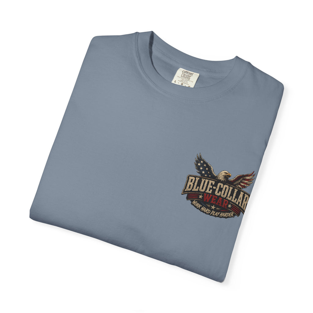 Blue-Collar Wear Patriotic T-Shirt — “Red, White & Blue Built by the Brave”