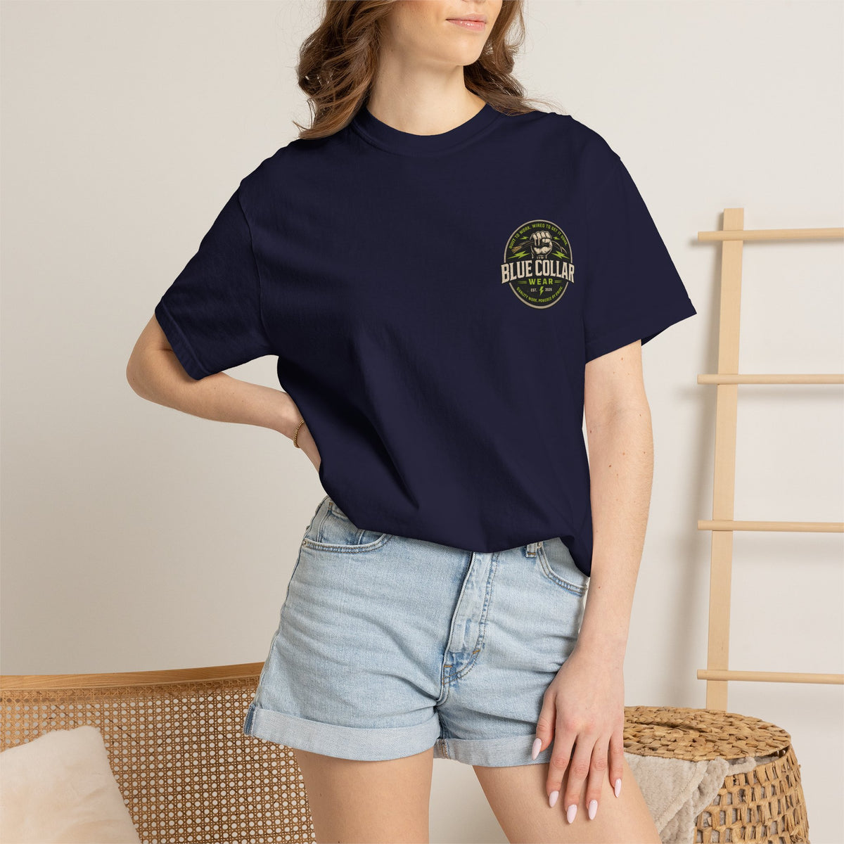 Blue Collar Wear T‑Shirt — Workwear Graphic Tee (“Blue Collar” Fist Logo)
