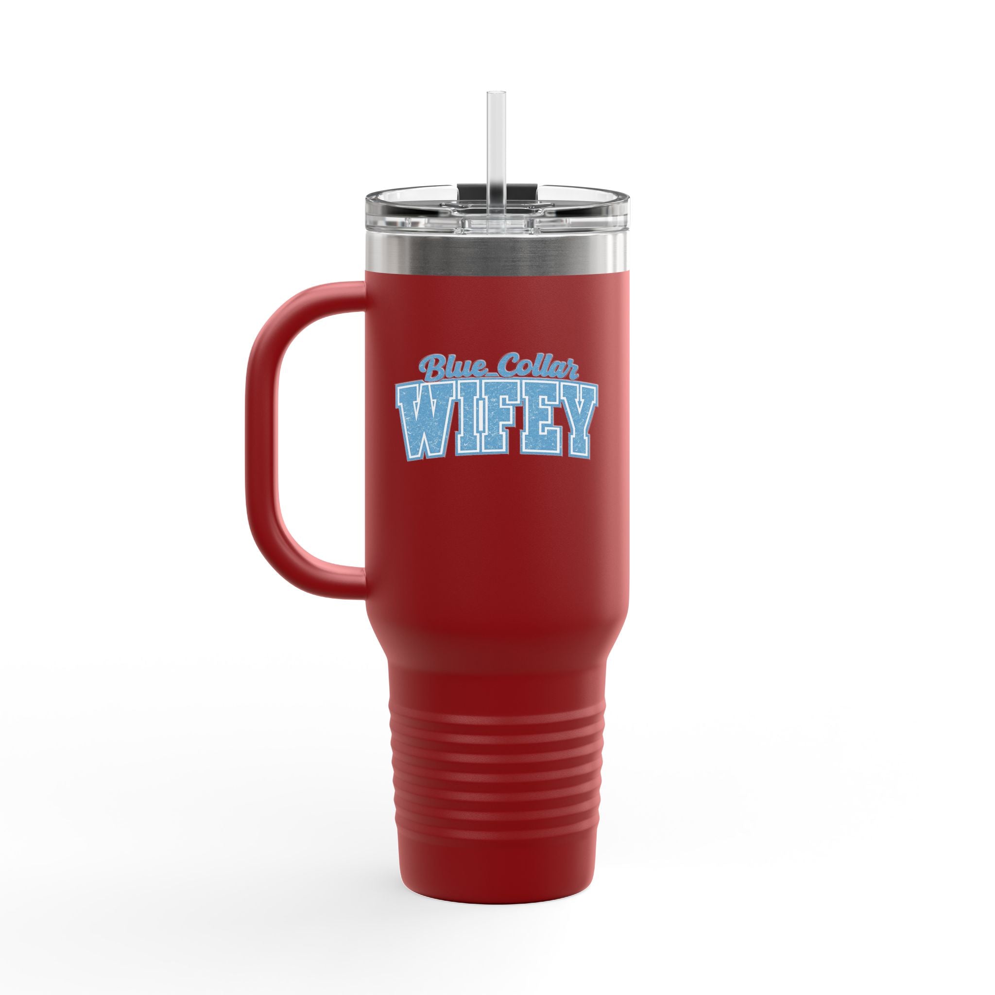 40oz Insulated Travel Mug — "Blue Collar Wifey" Rustic Workwife Coffee Tumbler