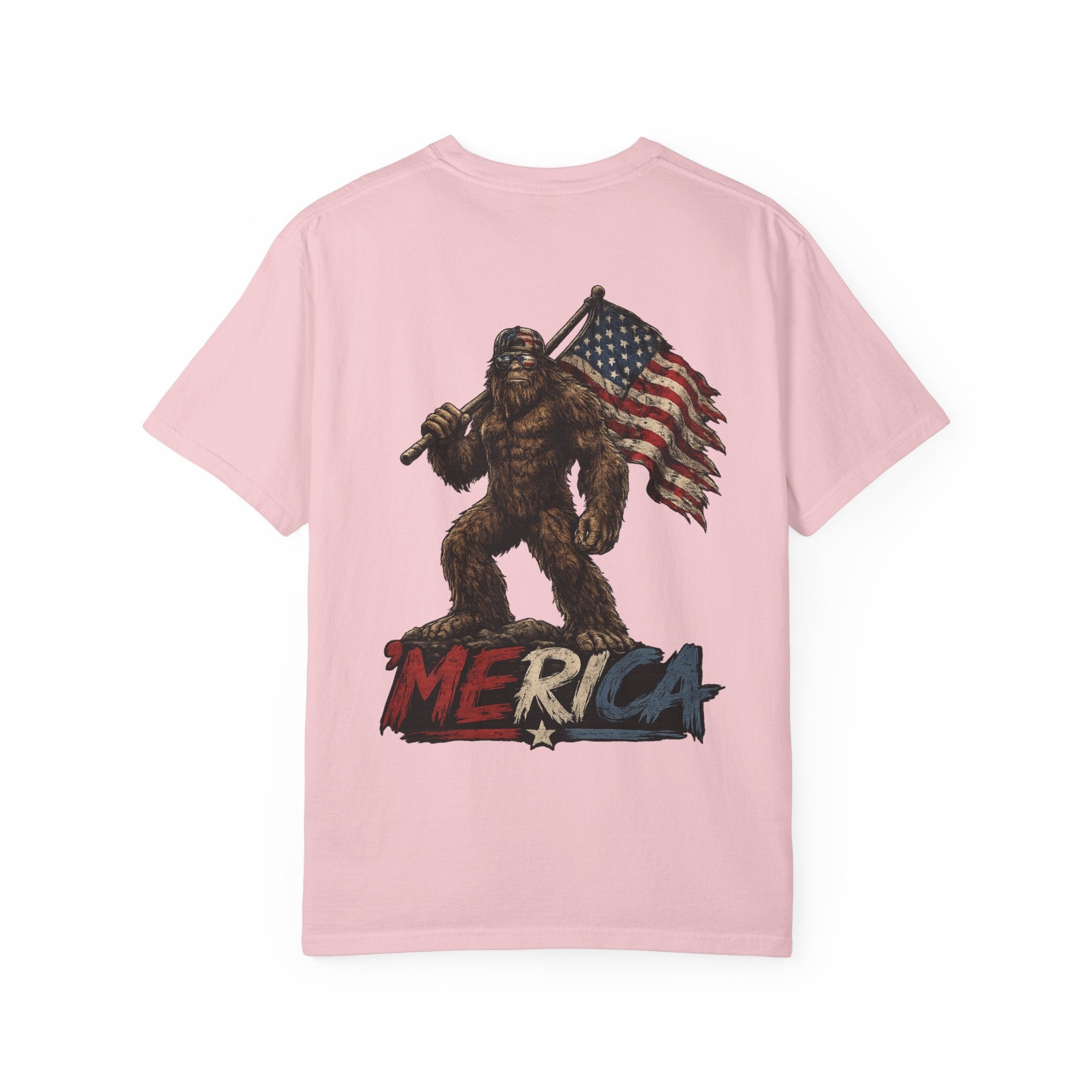 Merica Bigfoot Flag T-Shirt — 'Blue Collar' Patriotic Graphic Tee