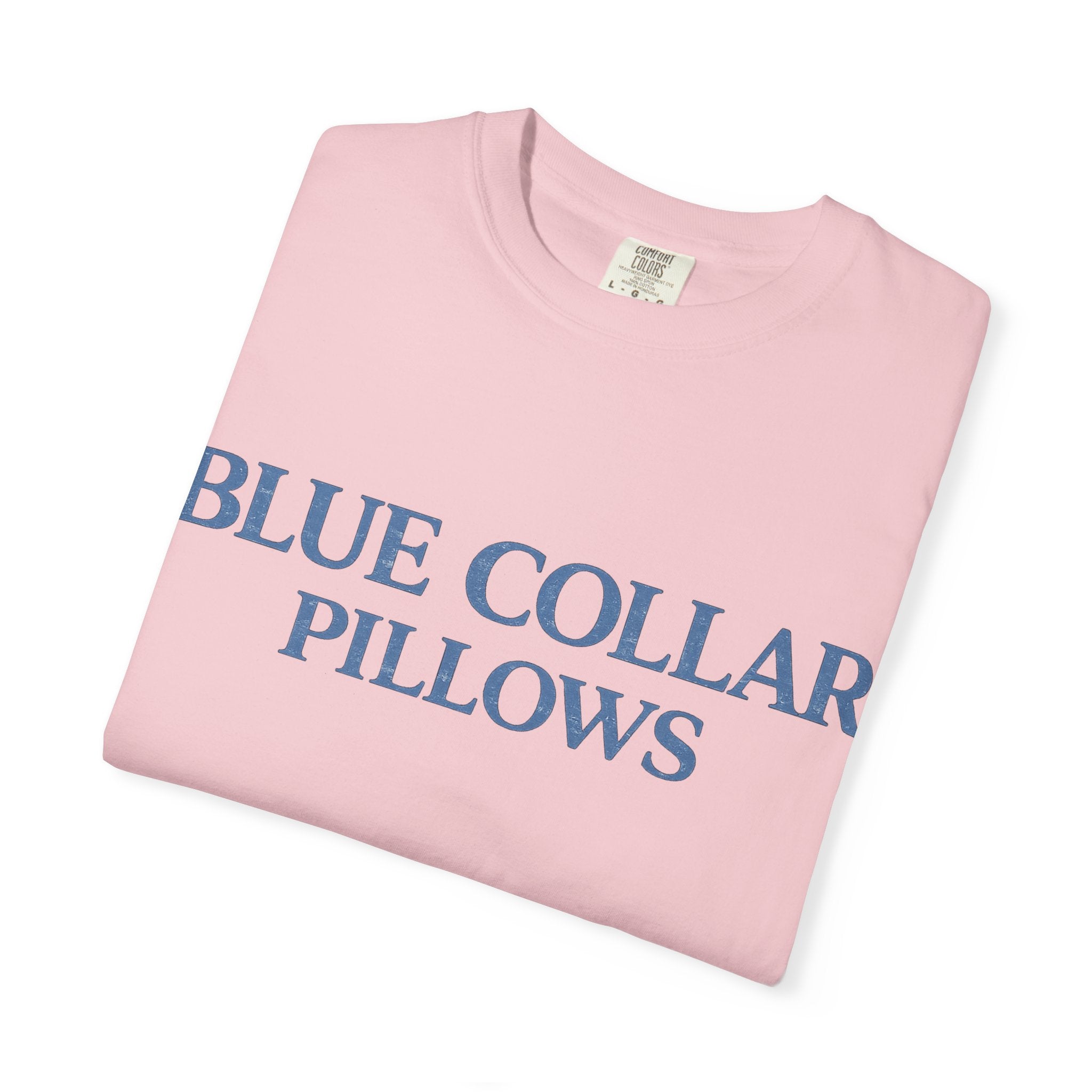 Blue Collar Pillows T-Shirt — Vintage Serif Logo Tee