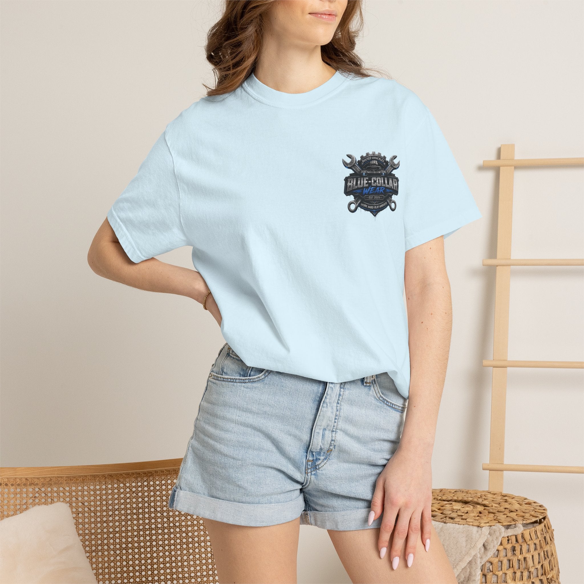 Blue-Collar Wear T-Shirt Mechanic — Busted Knuckles Mechanics Graphic Tee