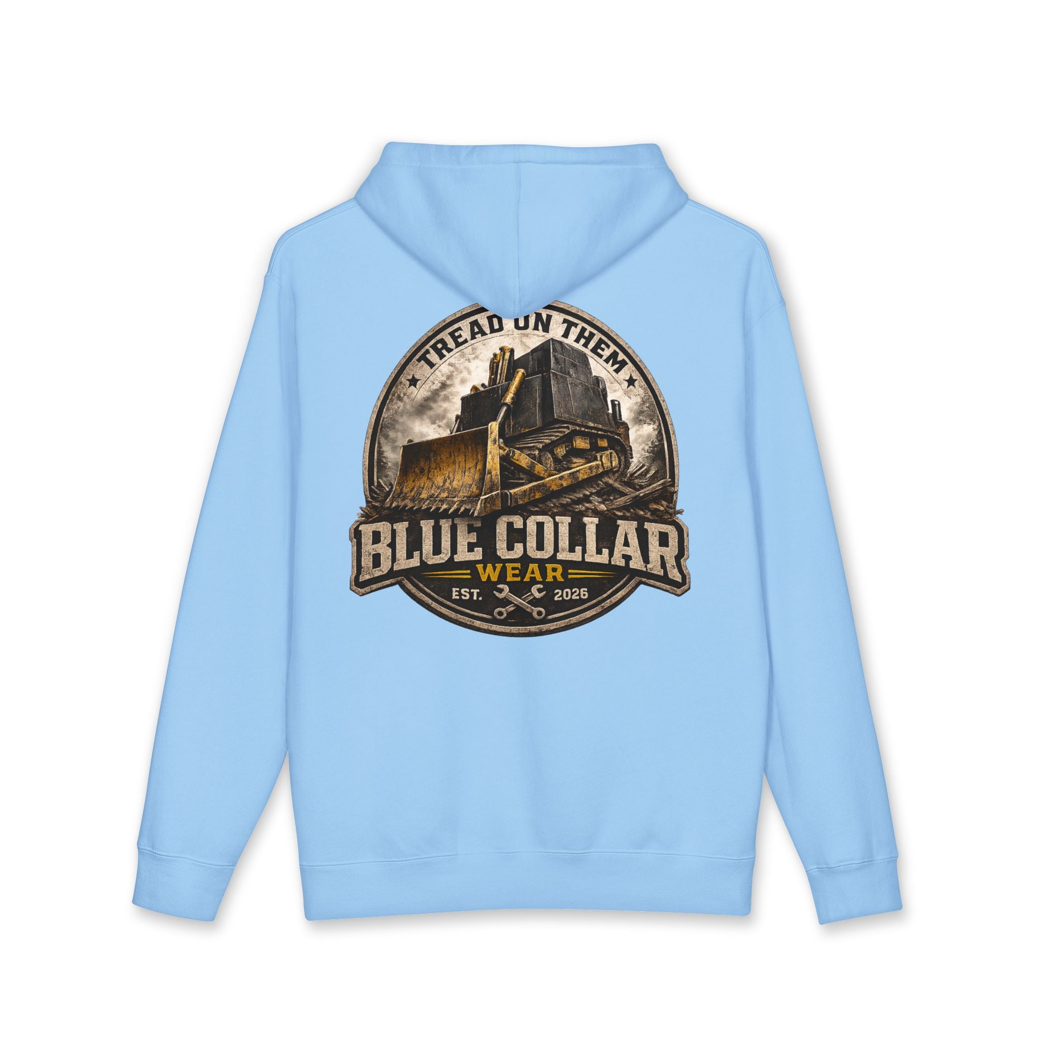 Blue Collar Hoodie — Vintage Workwear 'Tread On Them' Heavyweight Hooded Sweatshirt