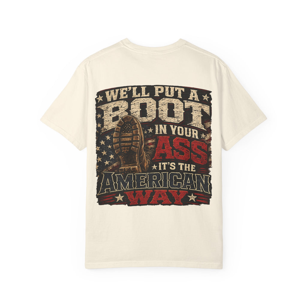 American Boot In Your Ass T-Shirt — 'Blue Collar' Patriotic Workwear Tee