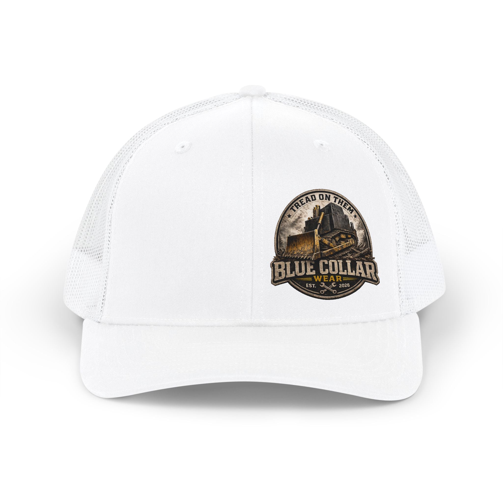 Blue Collar Gear Snapback Cap — "Blue Collar" Vintage Workwear Trucker Hat