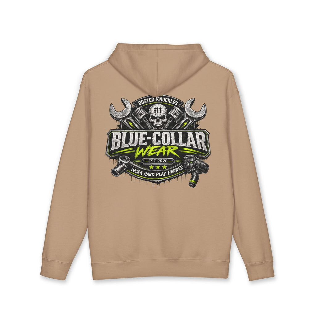 Blue-Collar Wear Hoodie Mechanic — "Blue-Collar Wear" Skull & Wrench Workwear Pullover