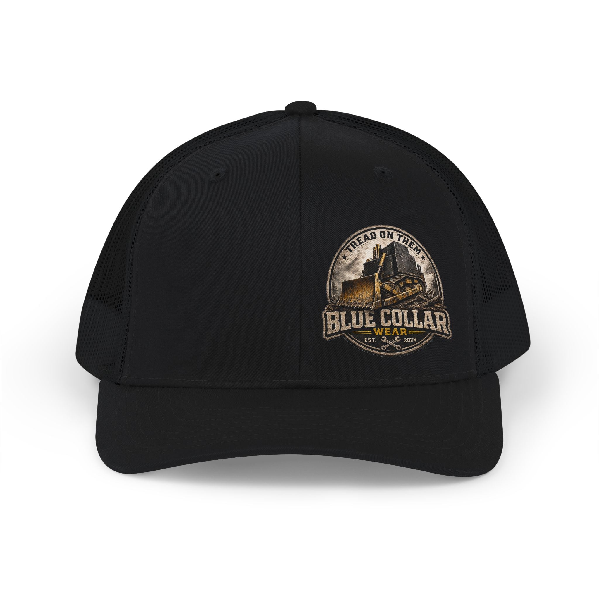 Blue Collar Gear Snapback Cap — "Blue Collar" Vintage Workwear Trucker Hat