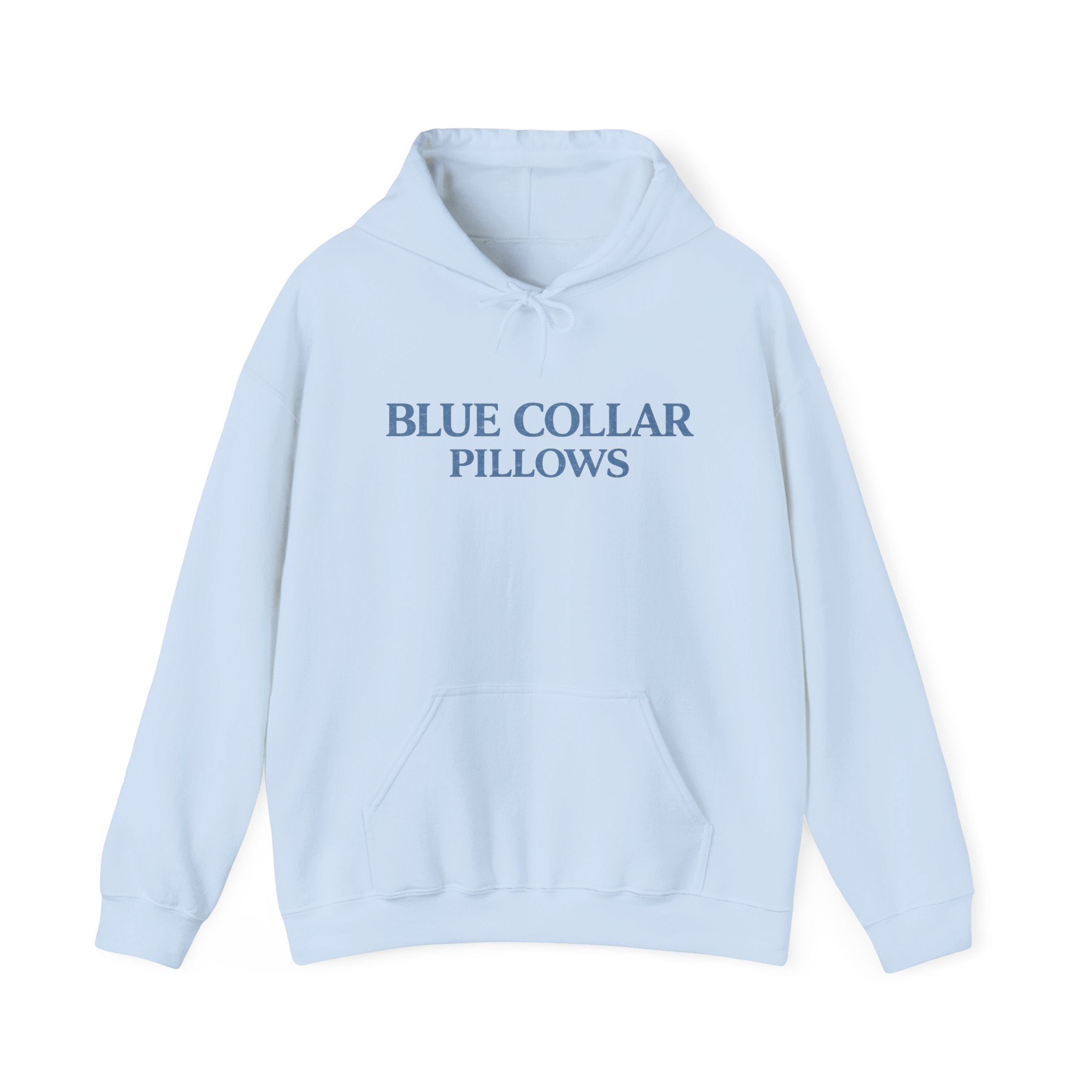 Blue Collar Pillows Hoodie — Minimalist Workwear-Inspired Pullover