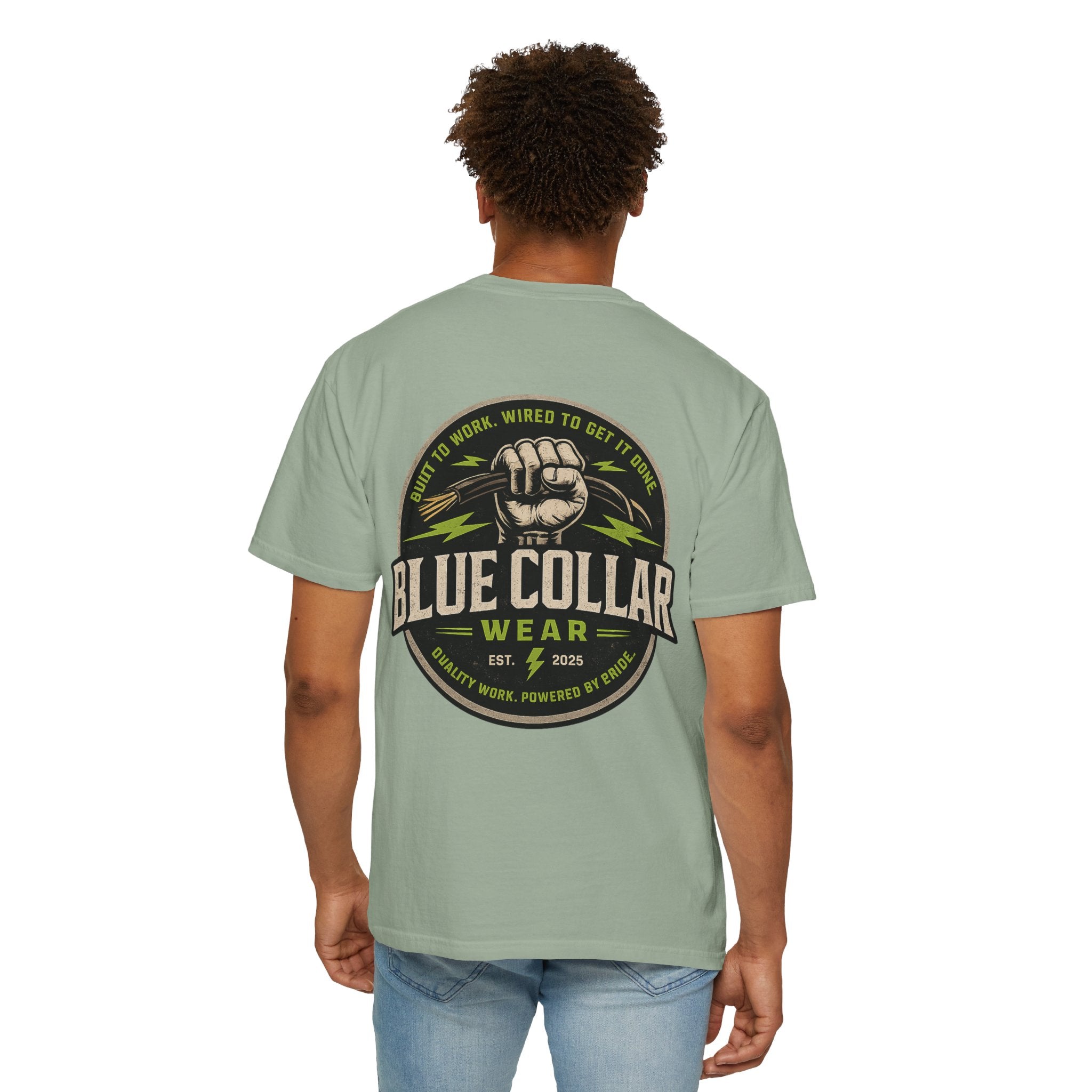 Blue Collar Wear T‑Shirt — Workwear Graphic Tee (“Blue Collar” Fist Logo)