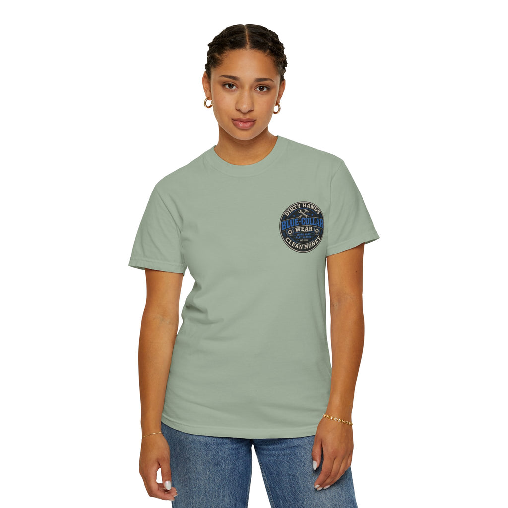 Blue-Collar T-Shirt — "Dirty Hands, Clean Money" Workwear Graphic Tee
