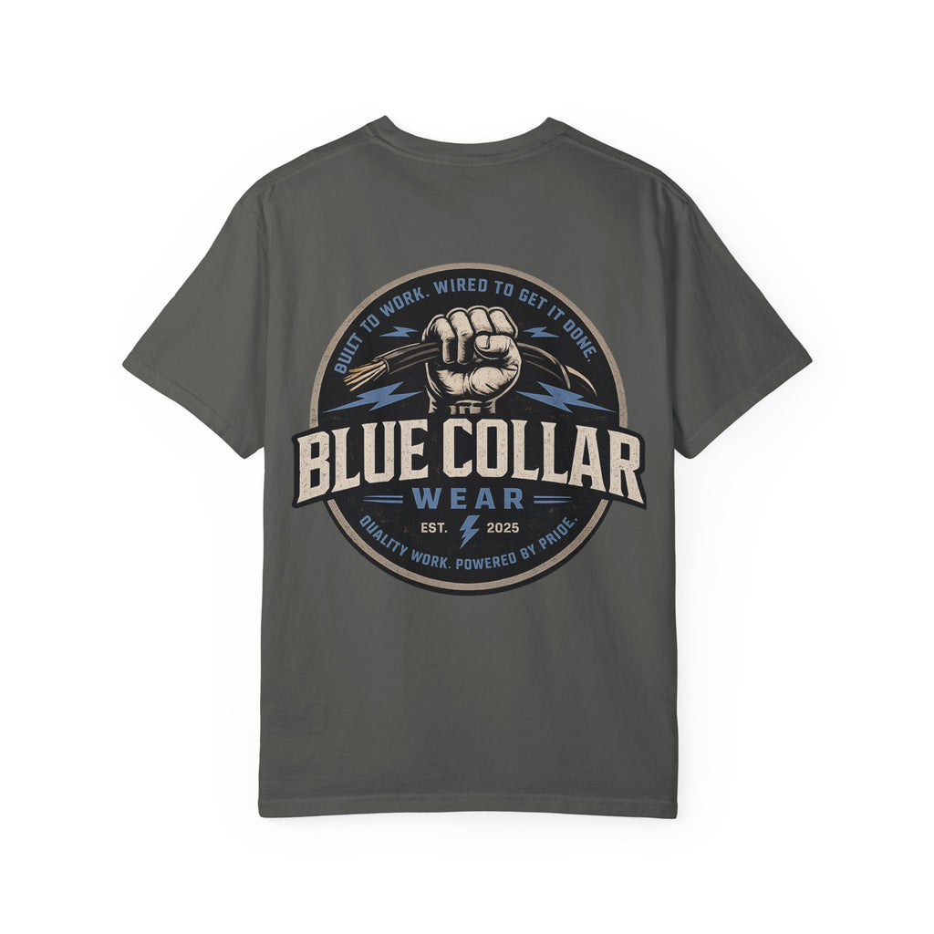 Blue Collar T-Shirt — Retro Workwear Fist Logo