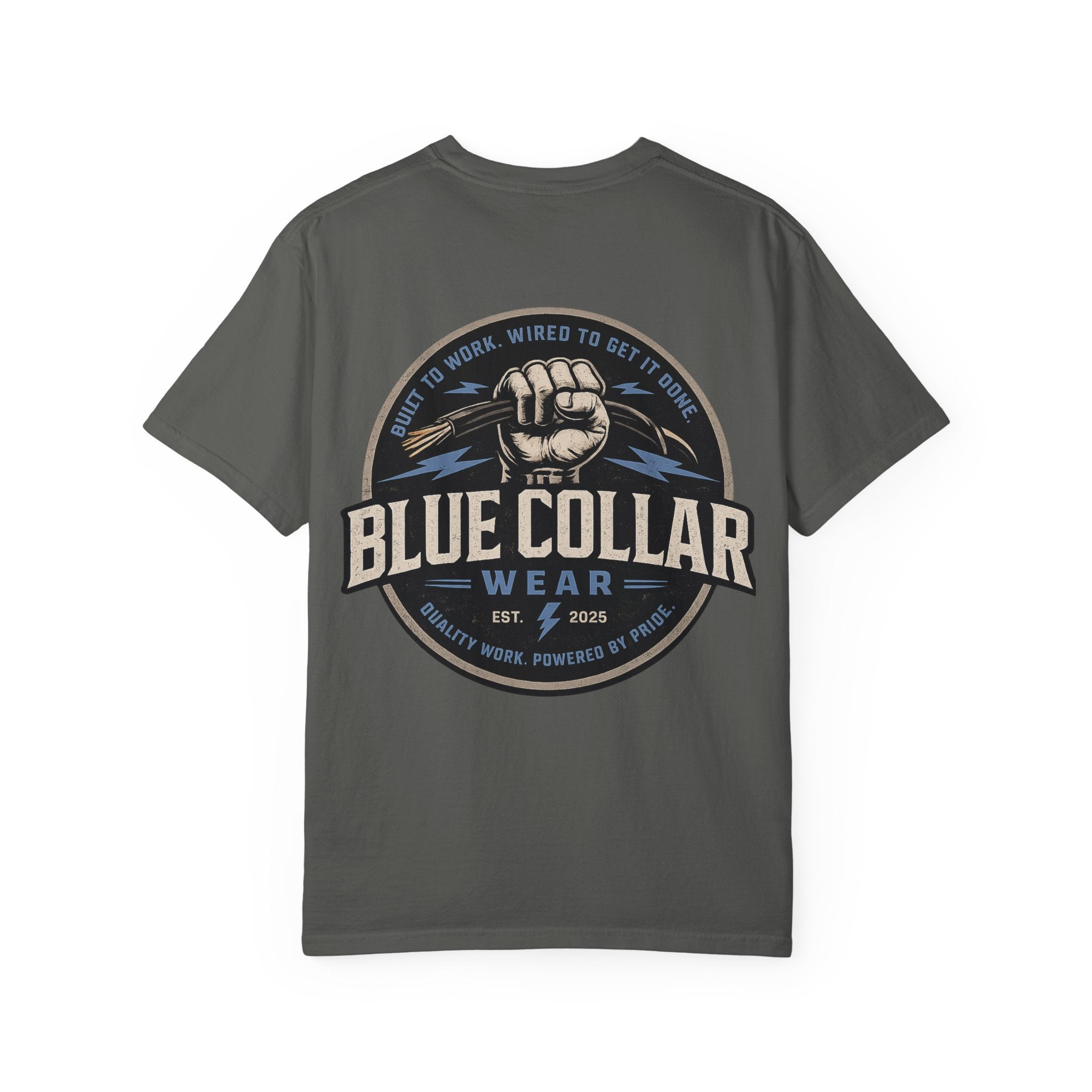 Blue Collar T-Shirt — Retro Workwear Fist Logo