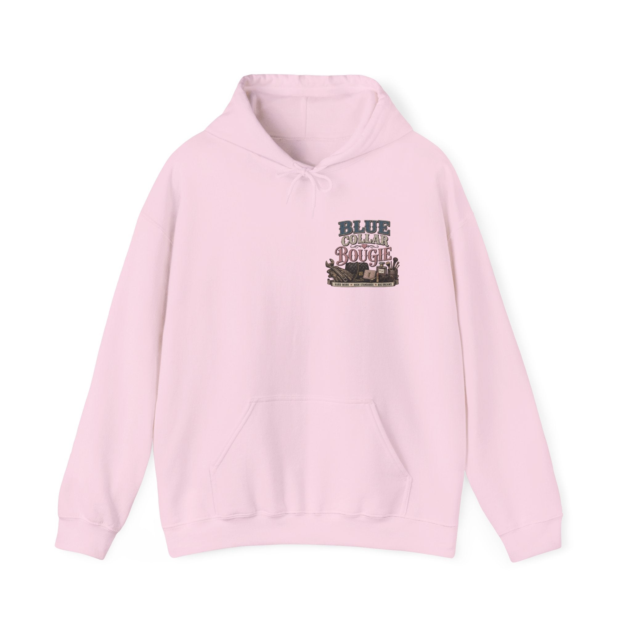 Blue Collar Bougie Hoodie — Rustic Workwear Graphic Pullover