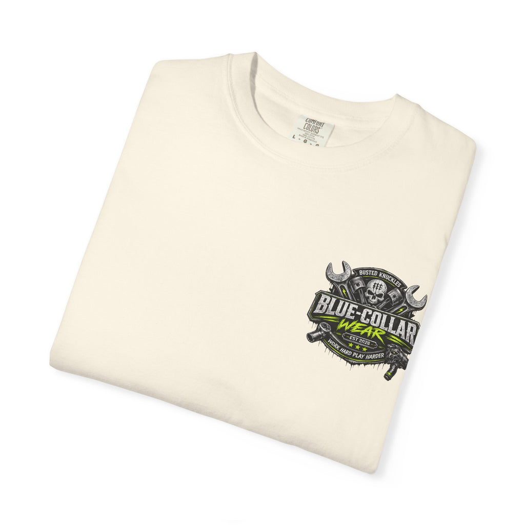 Blue-Collar Wear T-Shirt Mechanic — "Busted Knuckles" Workwear Graphic