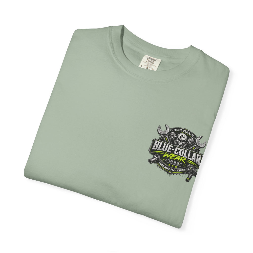 Blue-Collar Wear T-Shirt Mechanic – 'Work Hard Play Harder' Vintage Mechanics Tee