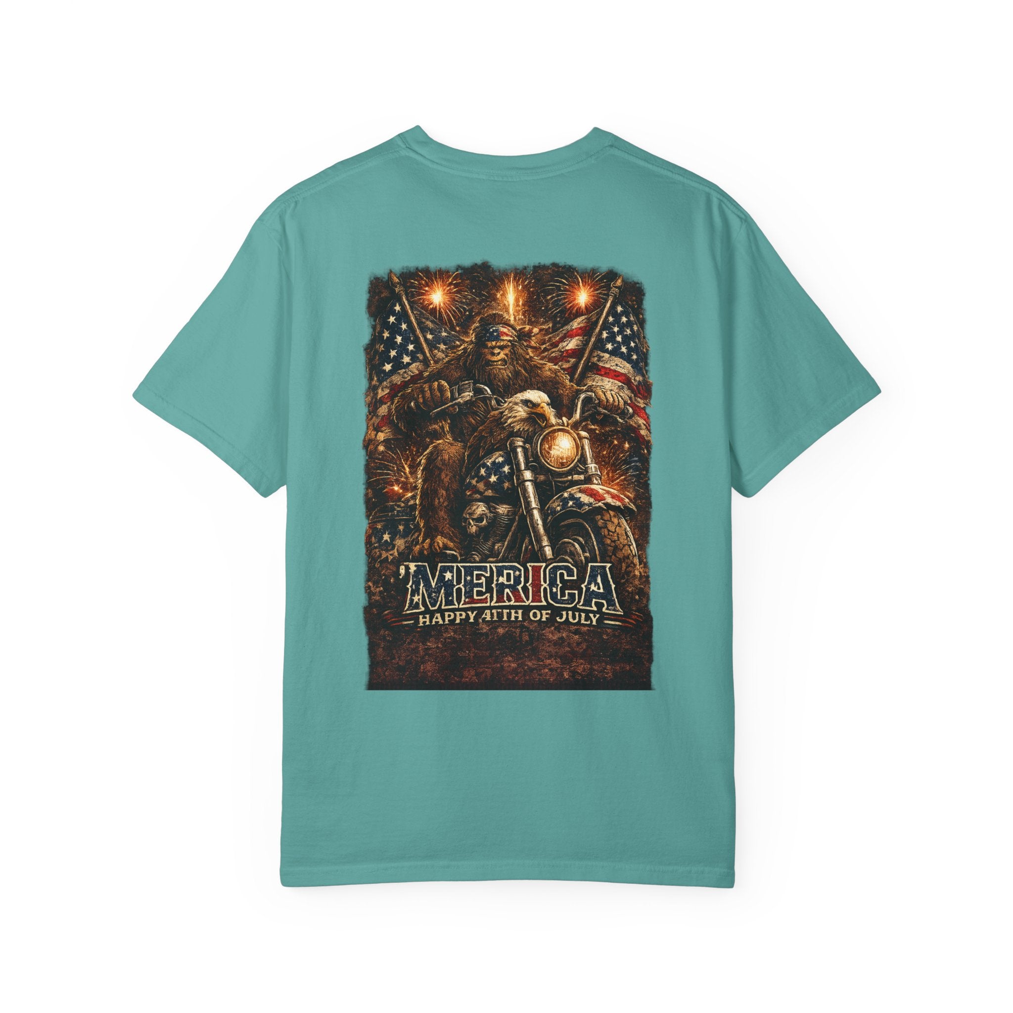 'Merica Motorcycle Eagle T-Shirt — Blue Collar 4th of July Graphic Tee