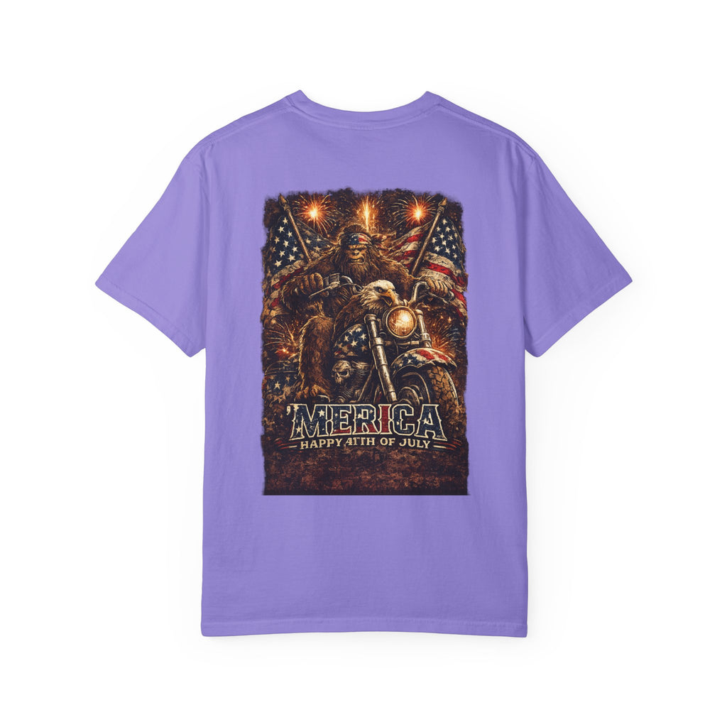 'Merica Motorcycle Eagle T-Shirt — Blue Collar 4th of July Graphic Tee