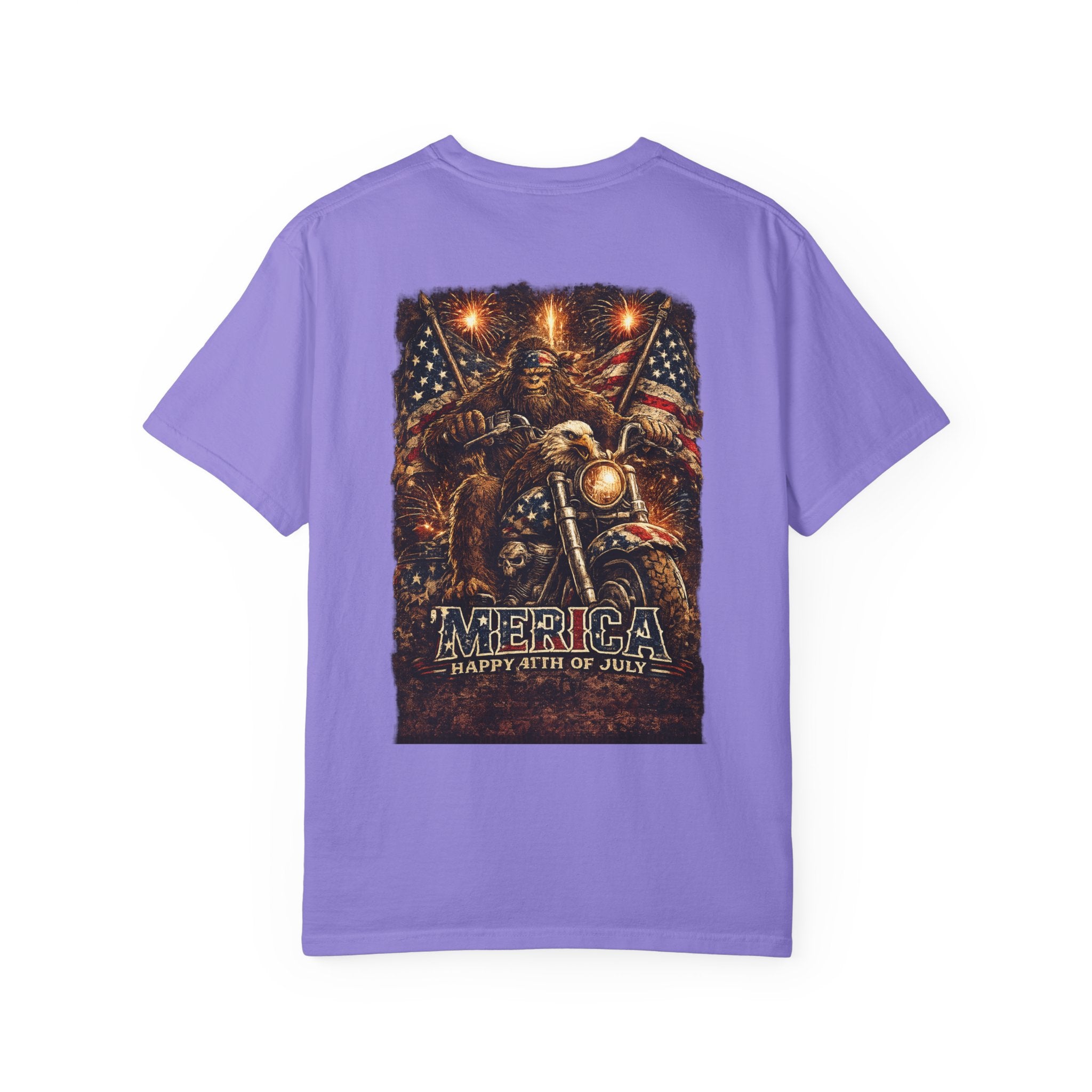 'Merica Motorcycle Eagle T-Shirt — Blue Collar 4th of July Graphic Tee