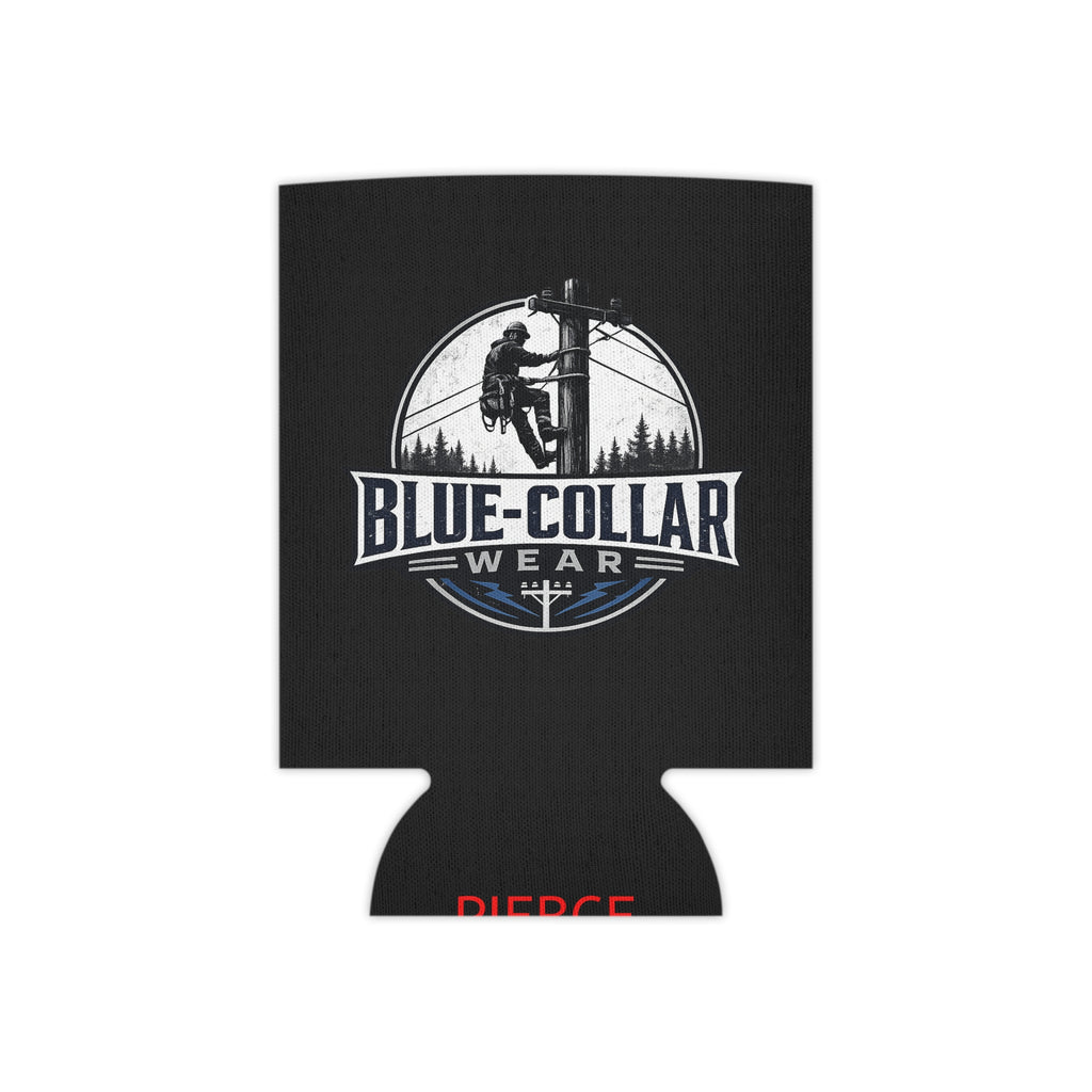 Blue-Collar Wear Can Cooler – Red Insulated Beer Koozie with Lineman Logo