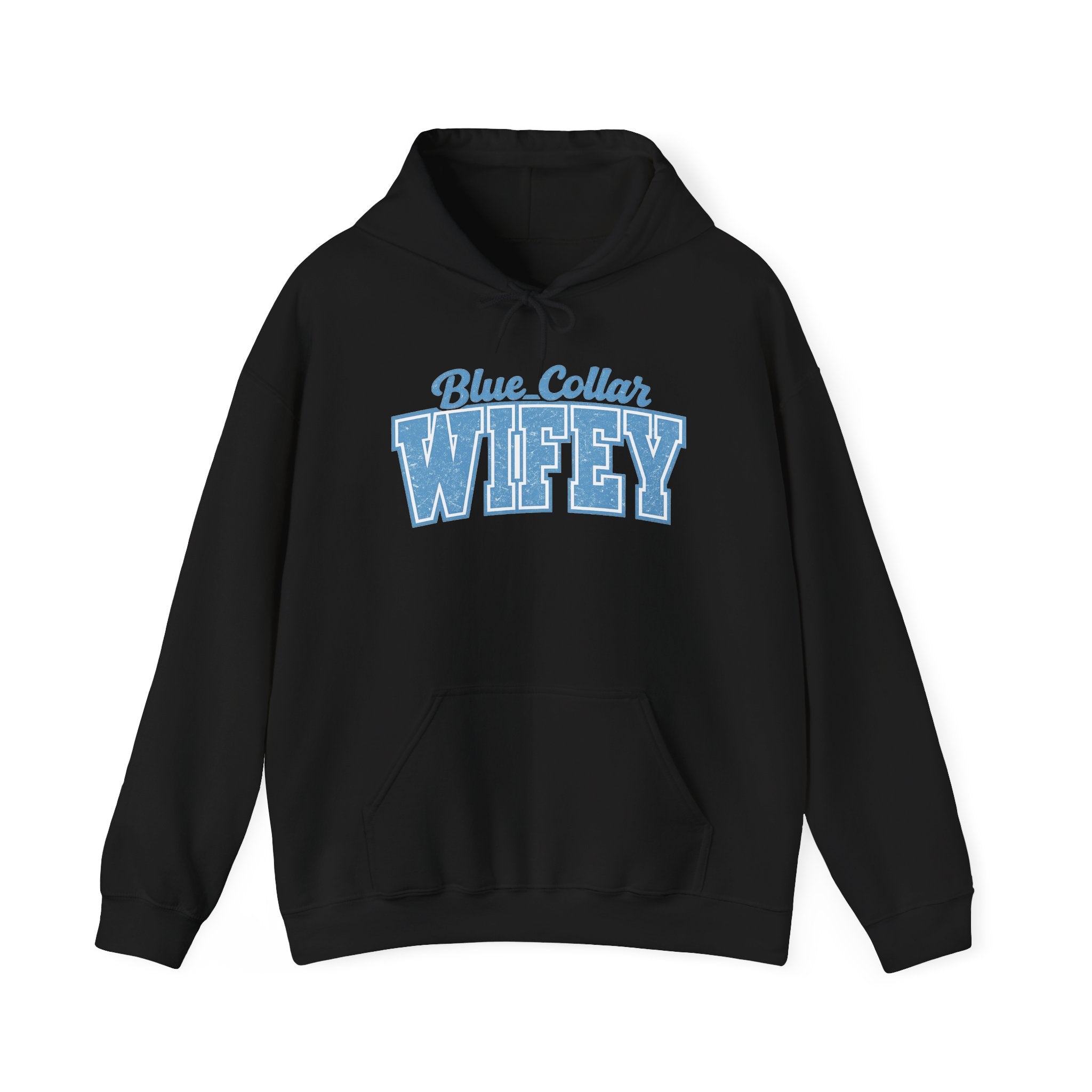 Blue Collar Wifey Hoodie – Retro Varsity Wife Sweatshirt