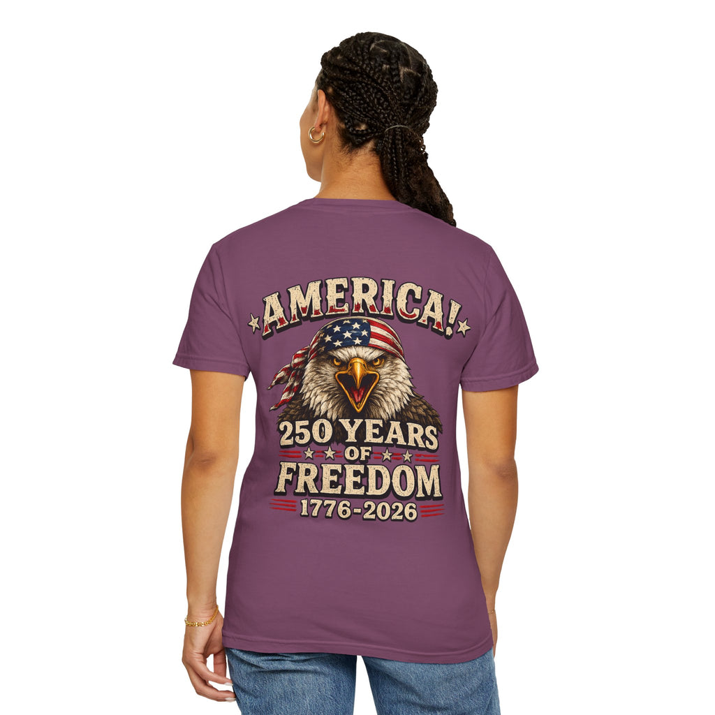 250 Years of Freedom Eagle T-Shirt — America 1776–2026 Patriotic Tee