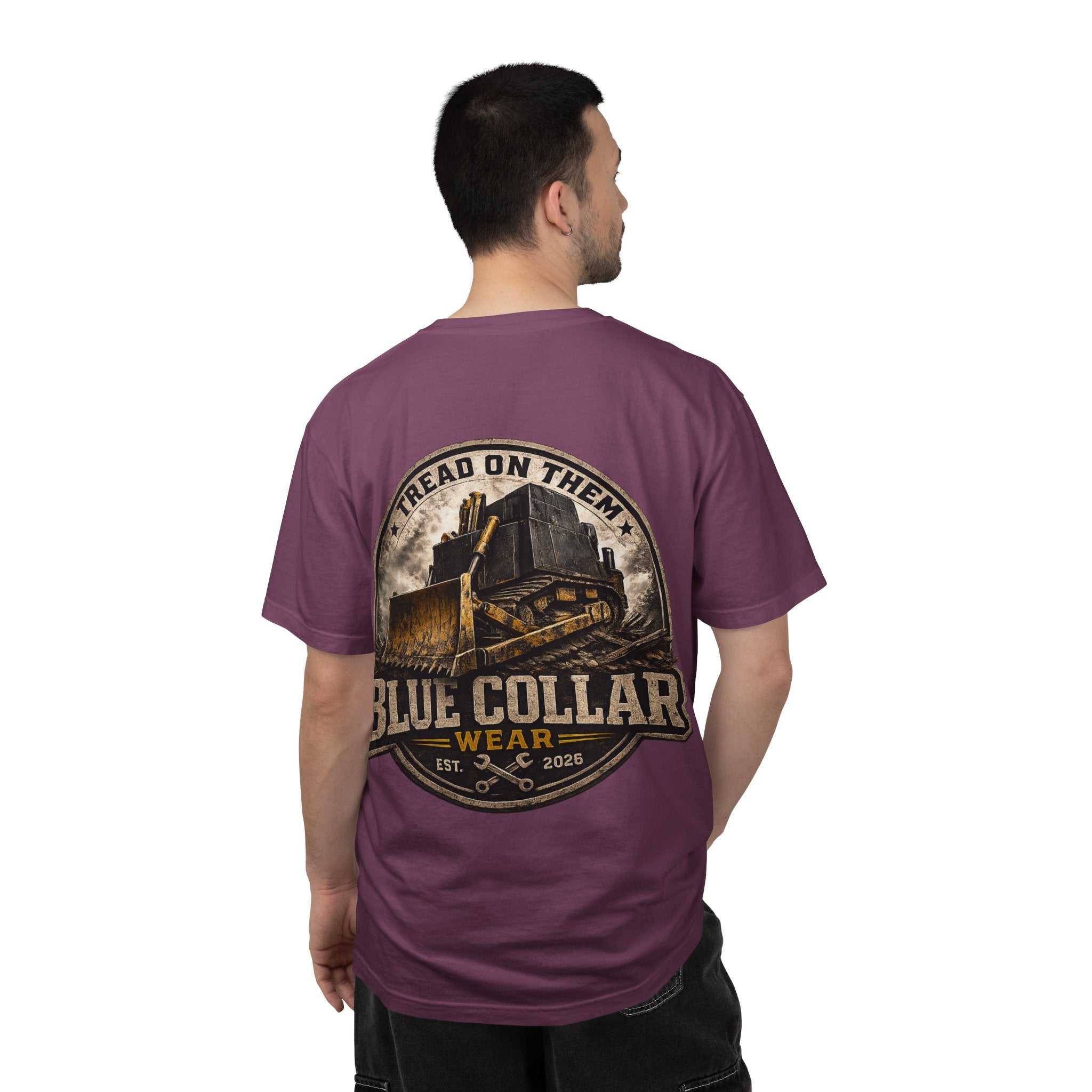 Blue Collar T-Shirt — "Tread On Them" Bulldozer Workwear Tee