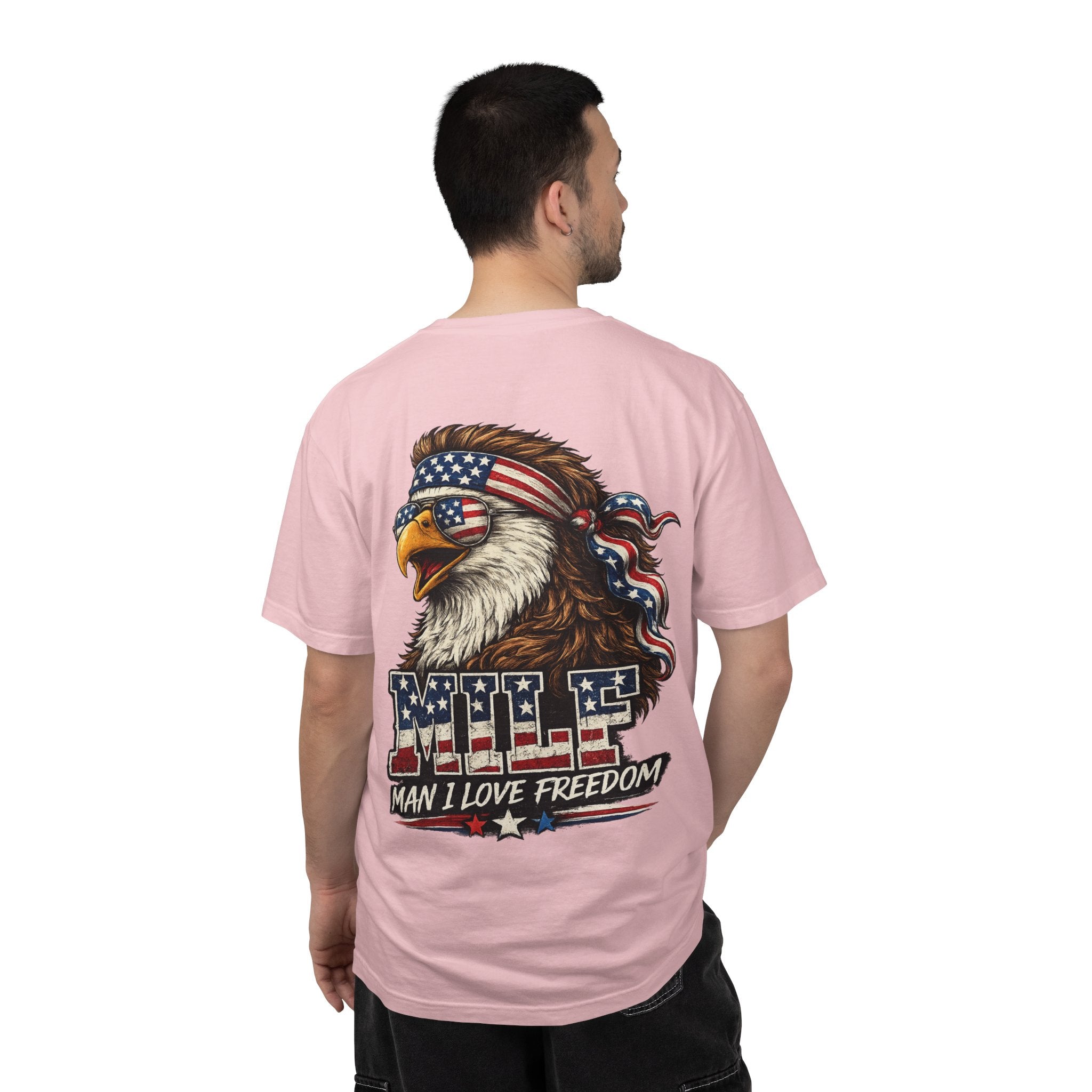 T-Shirt — 'MILE Man I Love Freedom' Patriotic Eagle Graphic