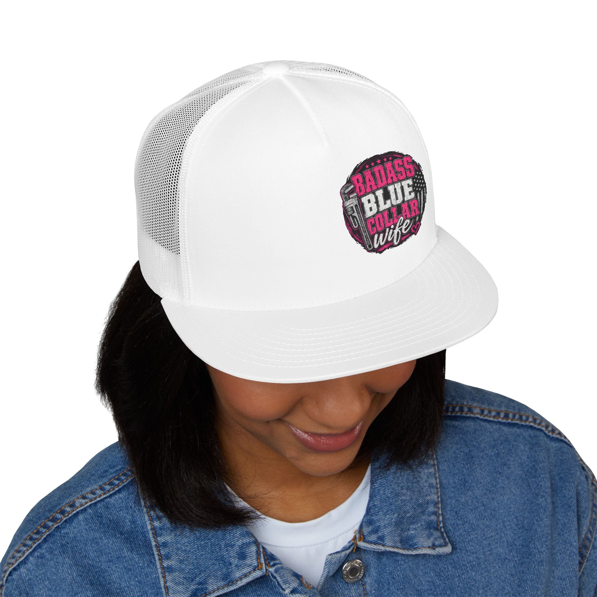 Badass Blue Collar Wife Trucker Cap